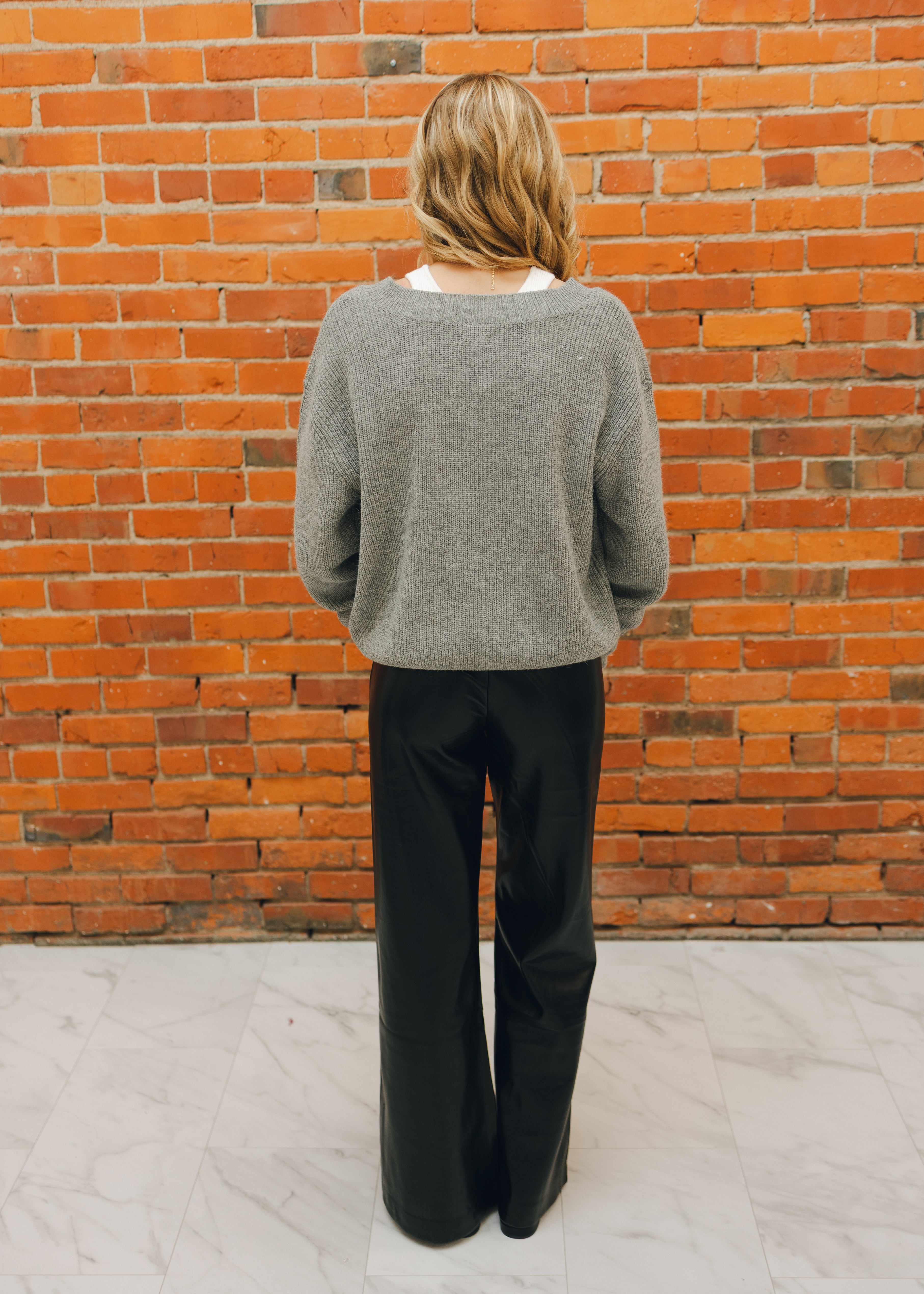 Black Leather Flair Pants