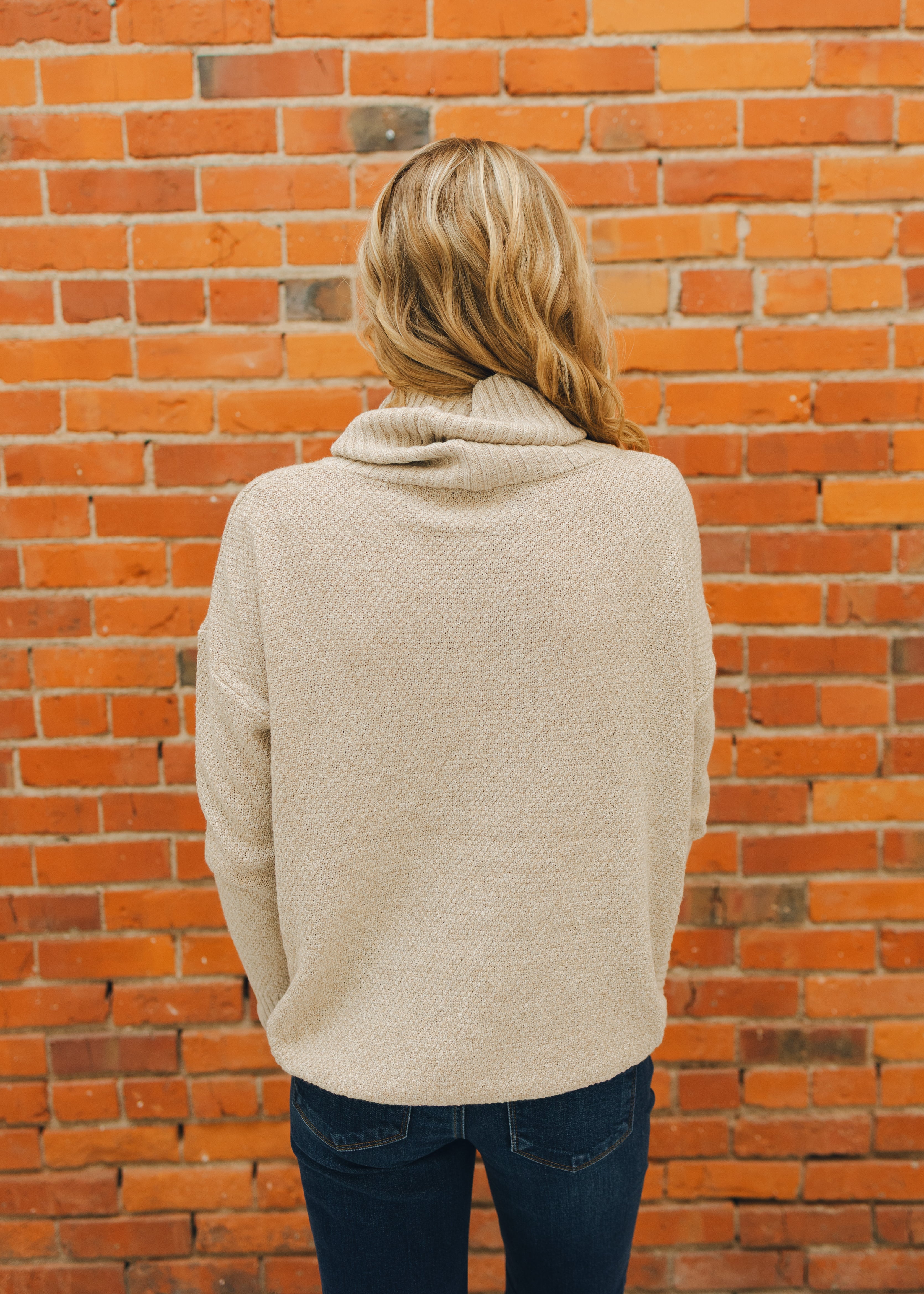 Slouchy Turtle Neck Tulip Hem Sweater