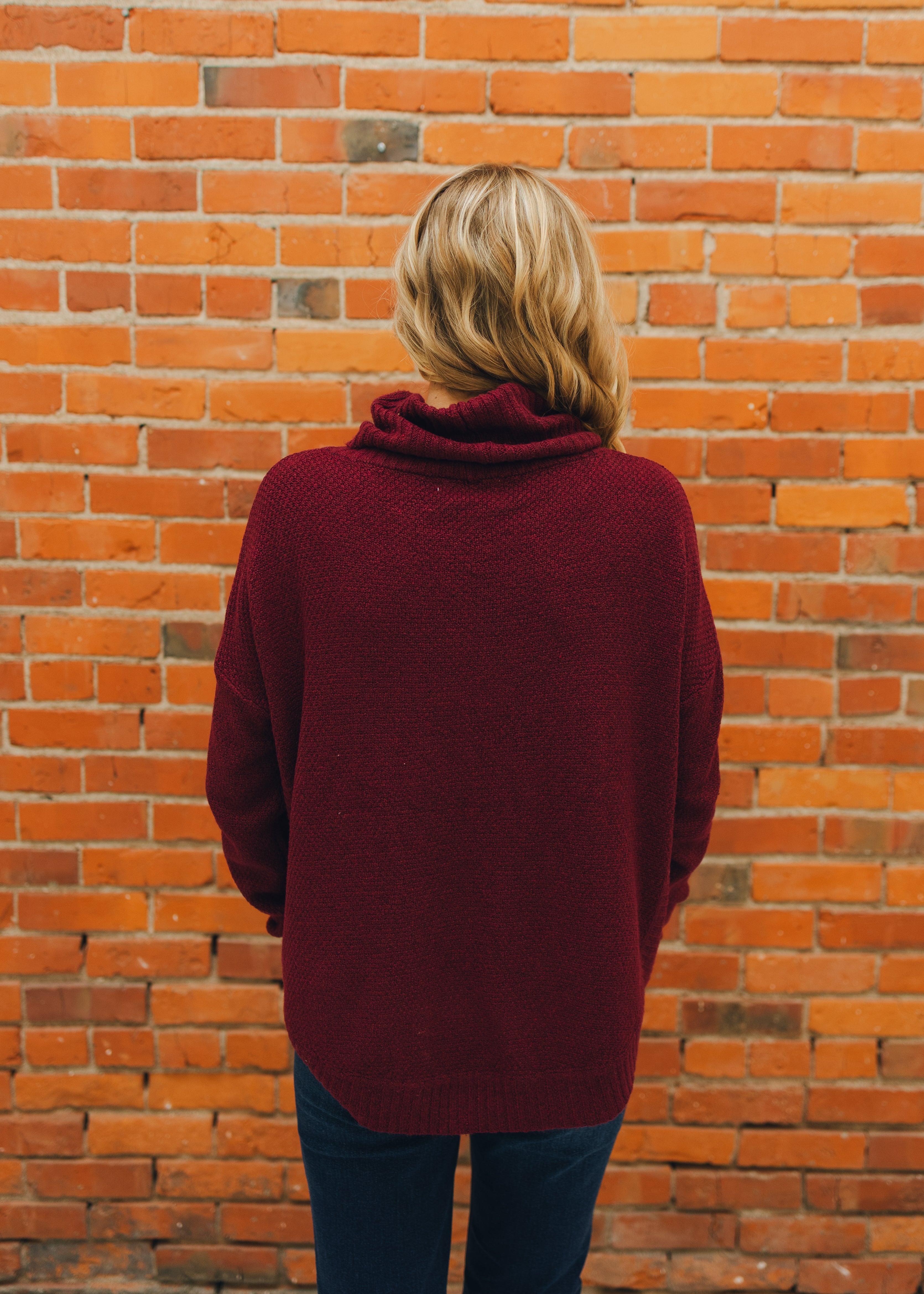 Slouchy Turtle Neck Tulip Hem Sweater