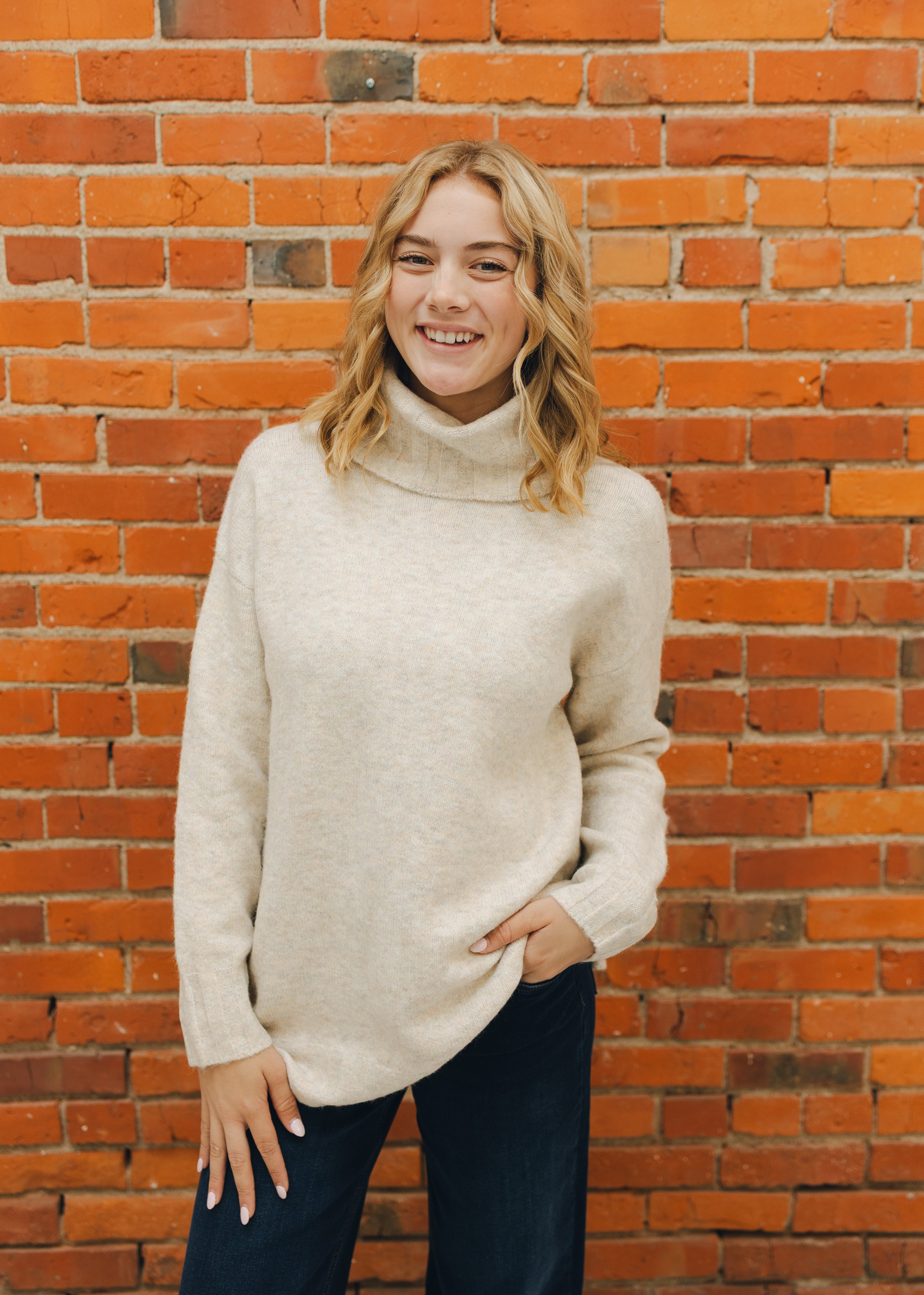 Apricot Oversized Roll Neck Sweater