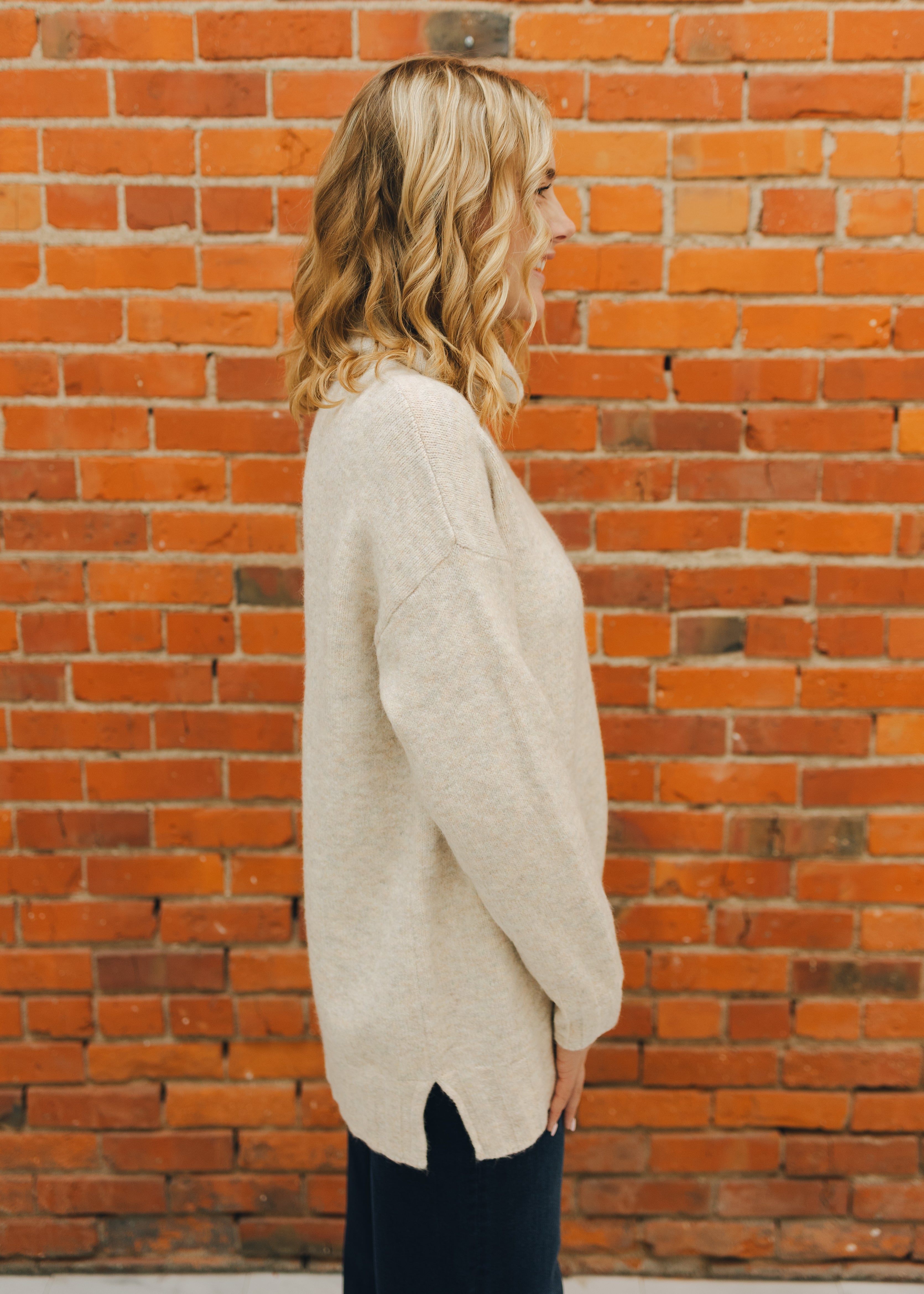 Apricot Oversized Roll Neck Sweater