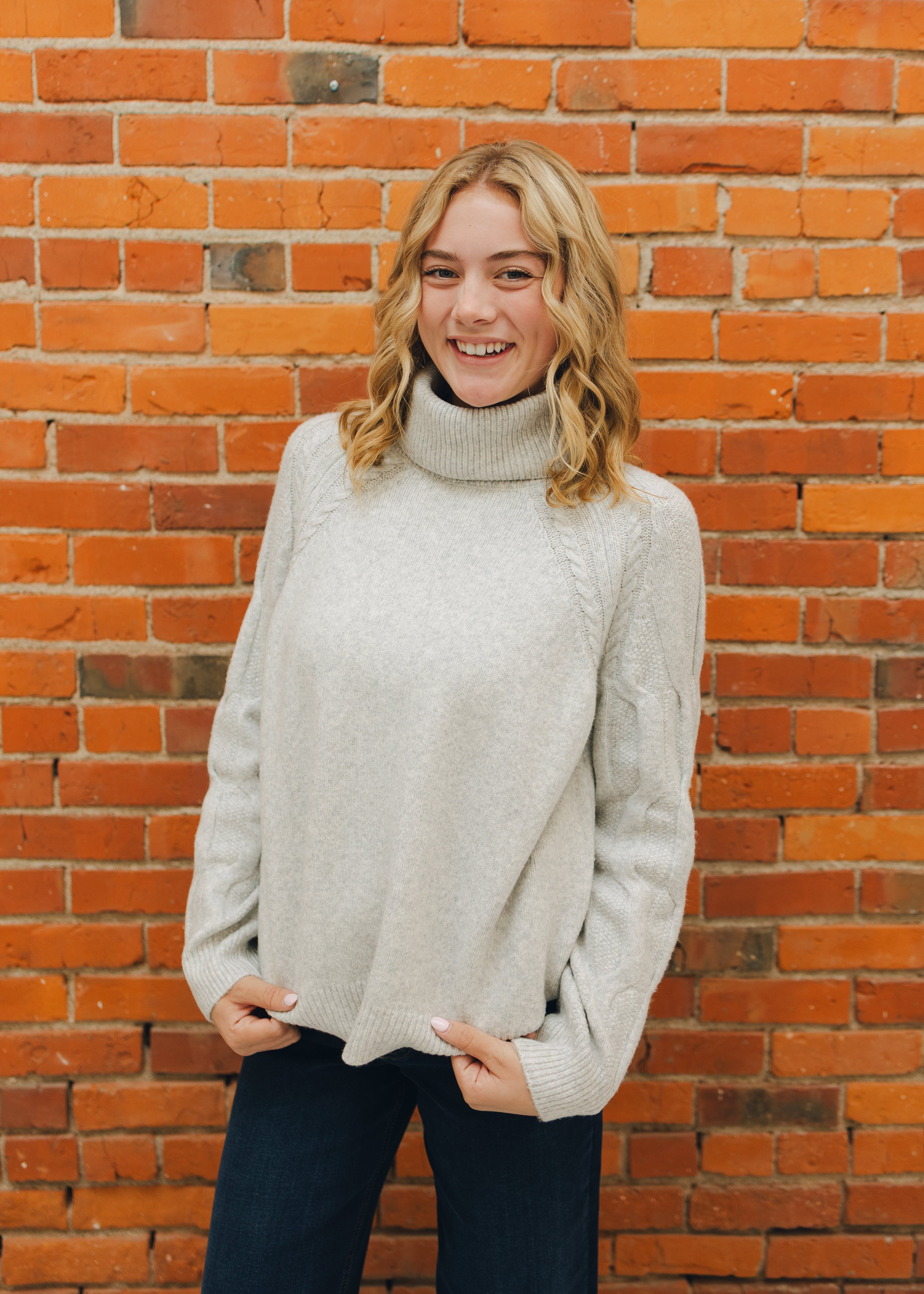 Apricot Melange Roll Neck Sweater