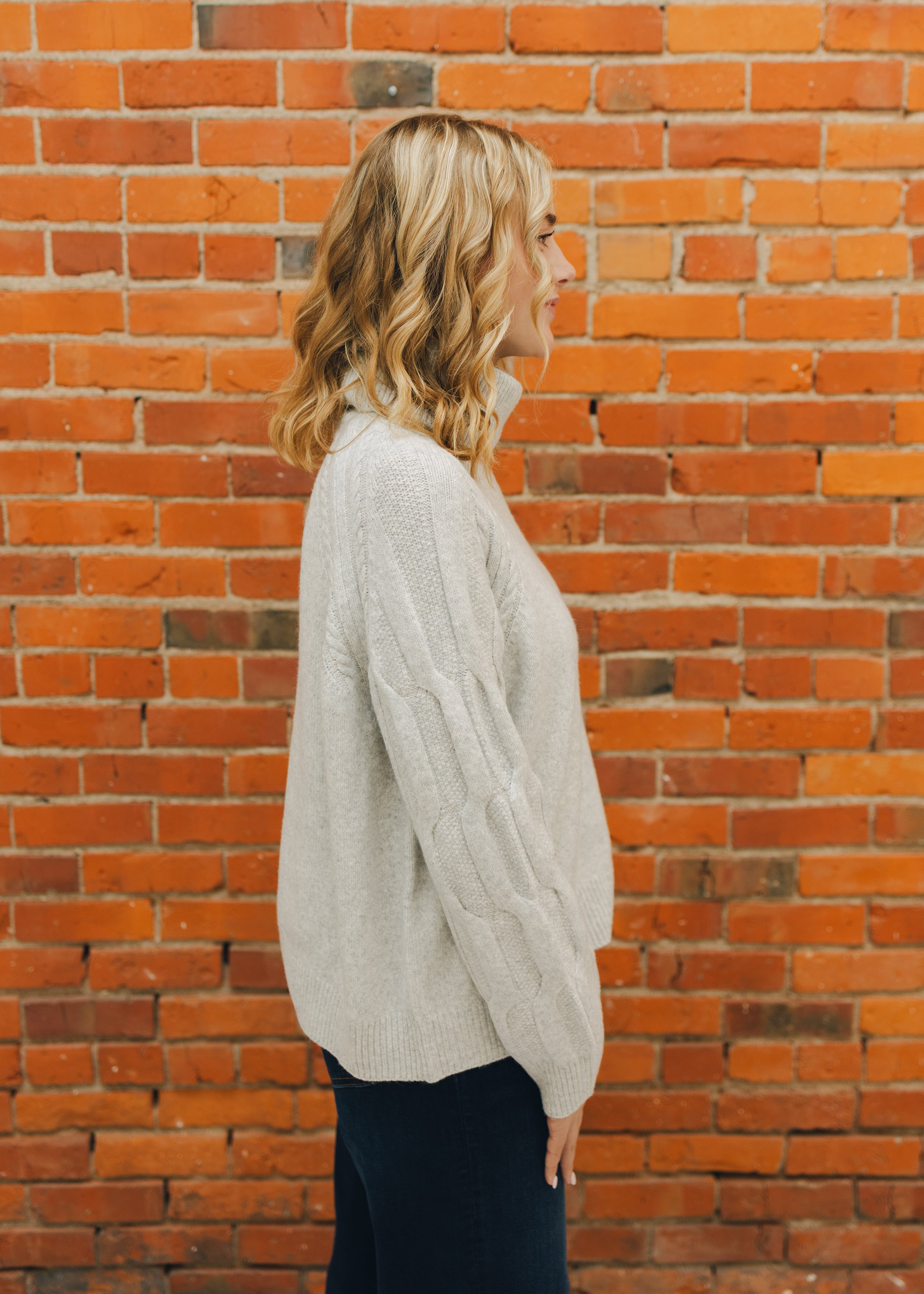 Apricot Melange Roll Neck Sweater