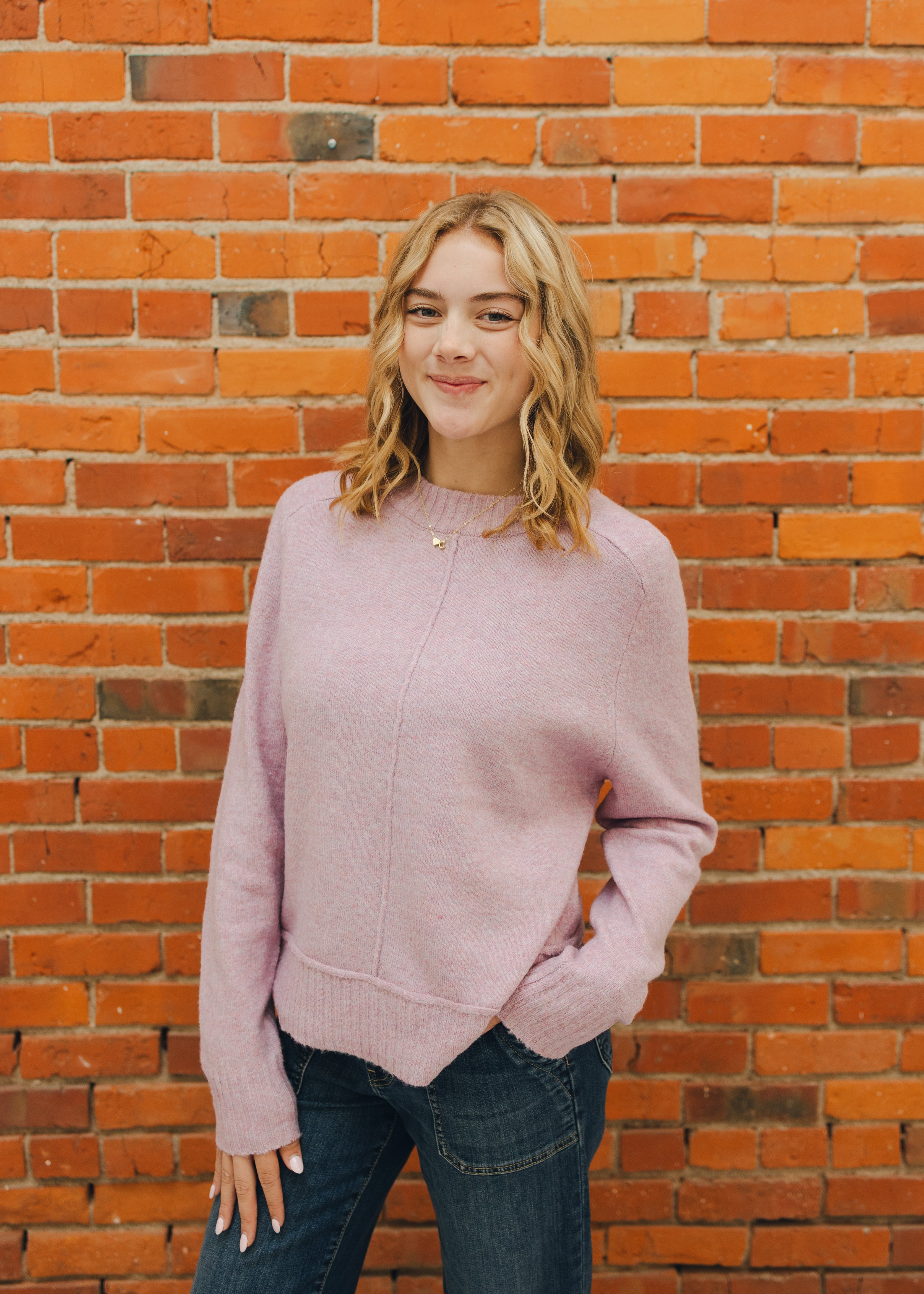 Center Seam Crew Neck Sweater