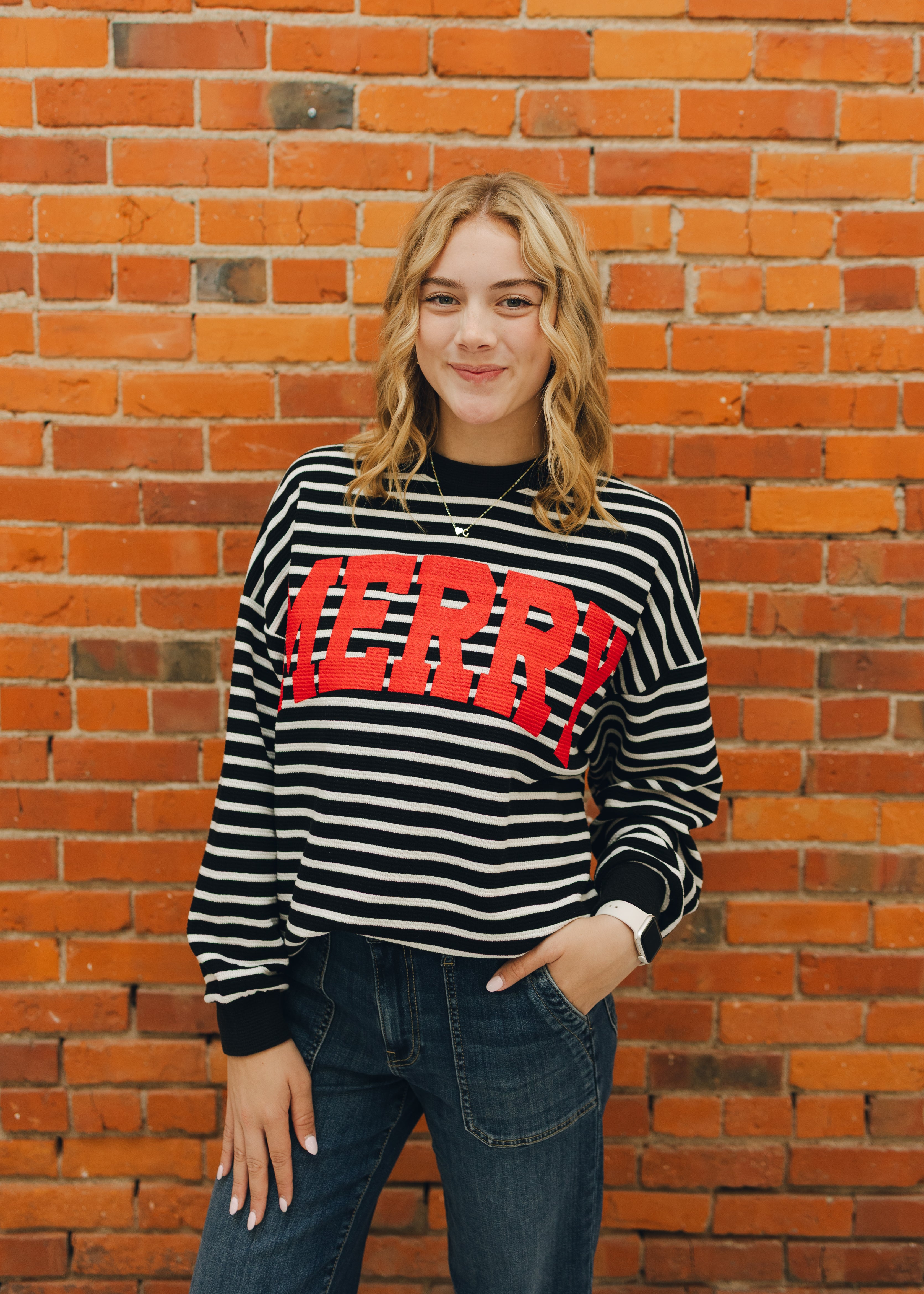 Merry Stripe Graphic Sweatshirt