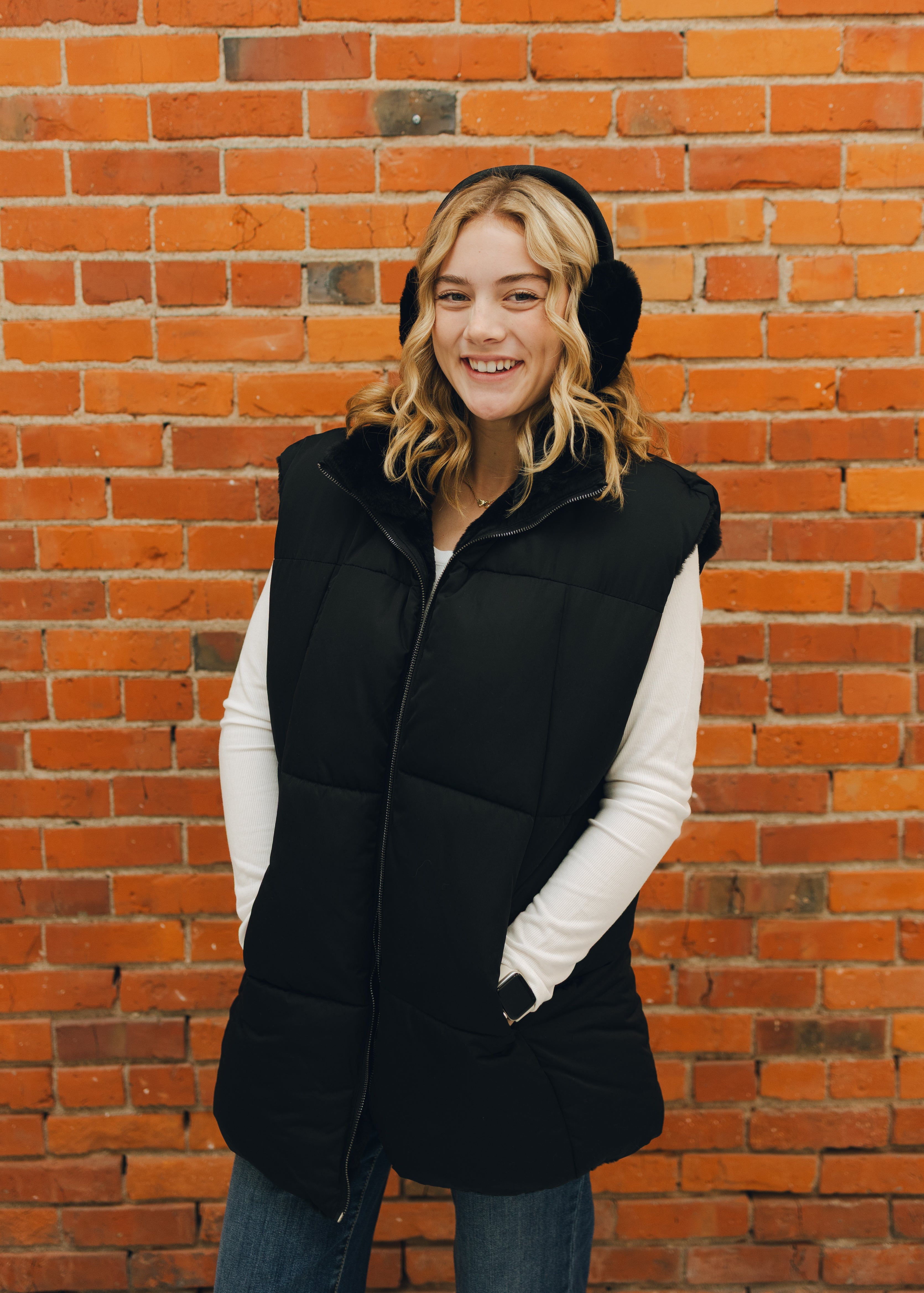 Apricot Reversible Oversized Puffer Vest