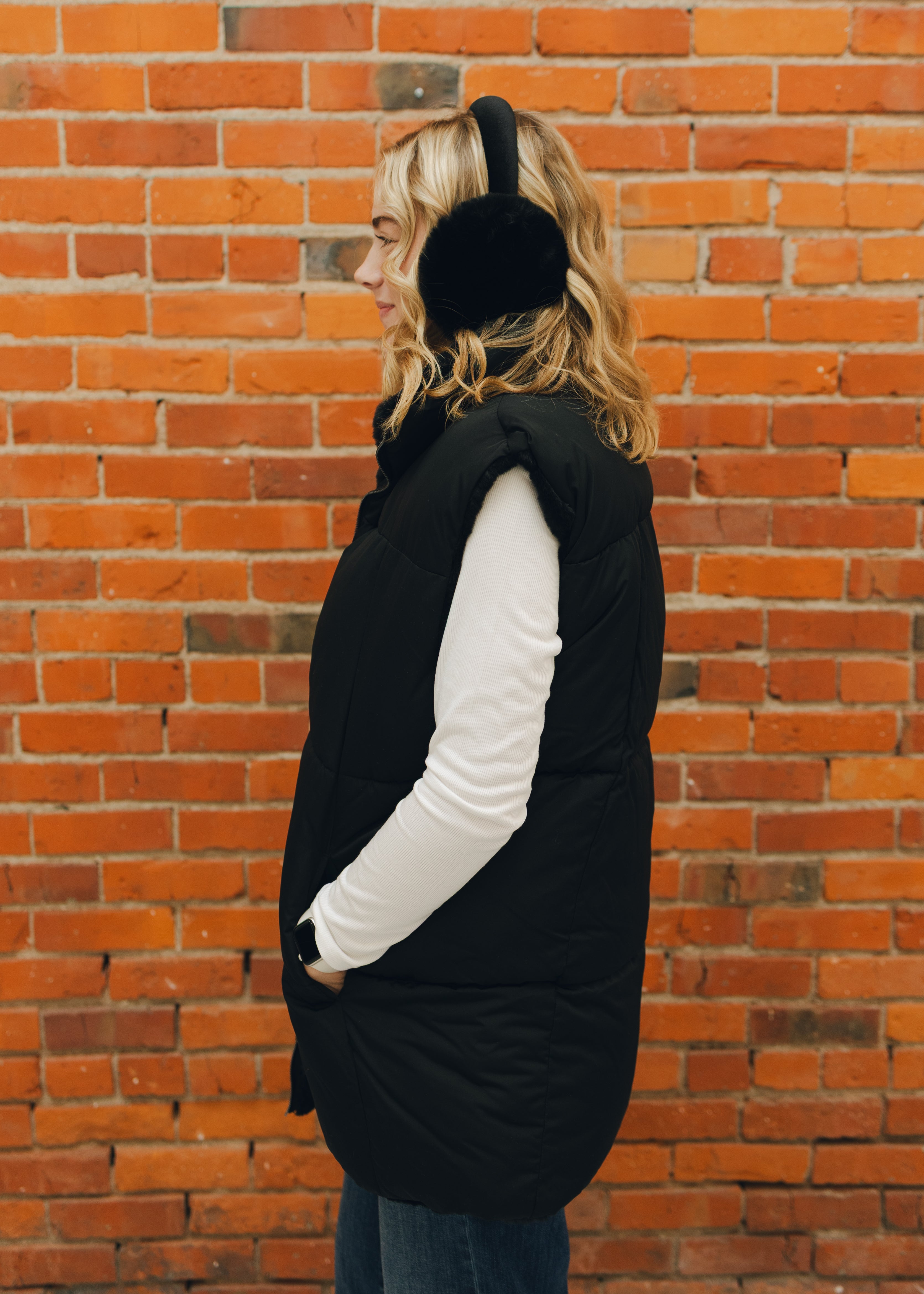Apricot Reversible Oversized Puffer Vest