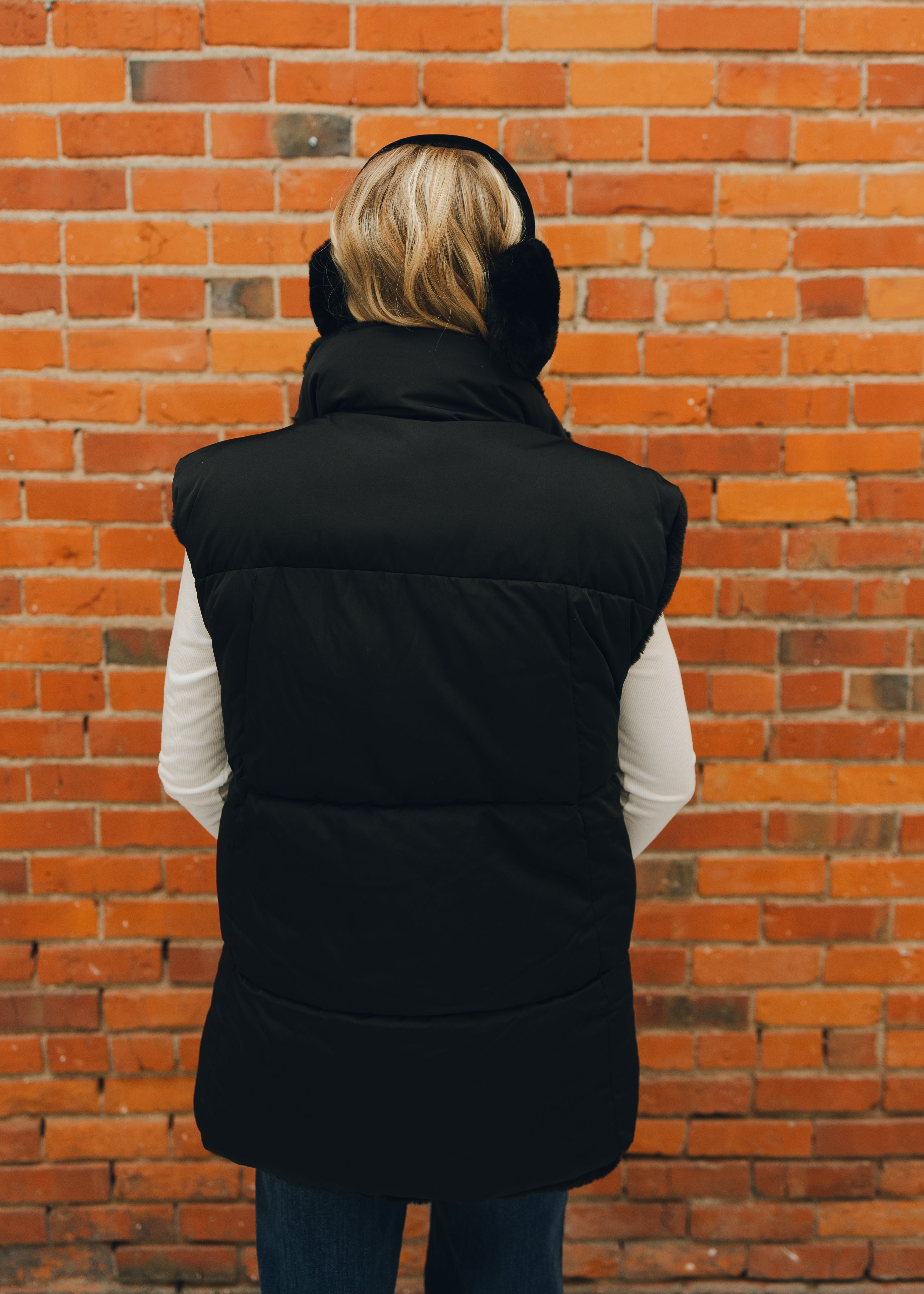 Apricot Reversible Oversized Puffer Vest