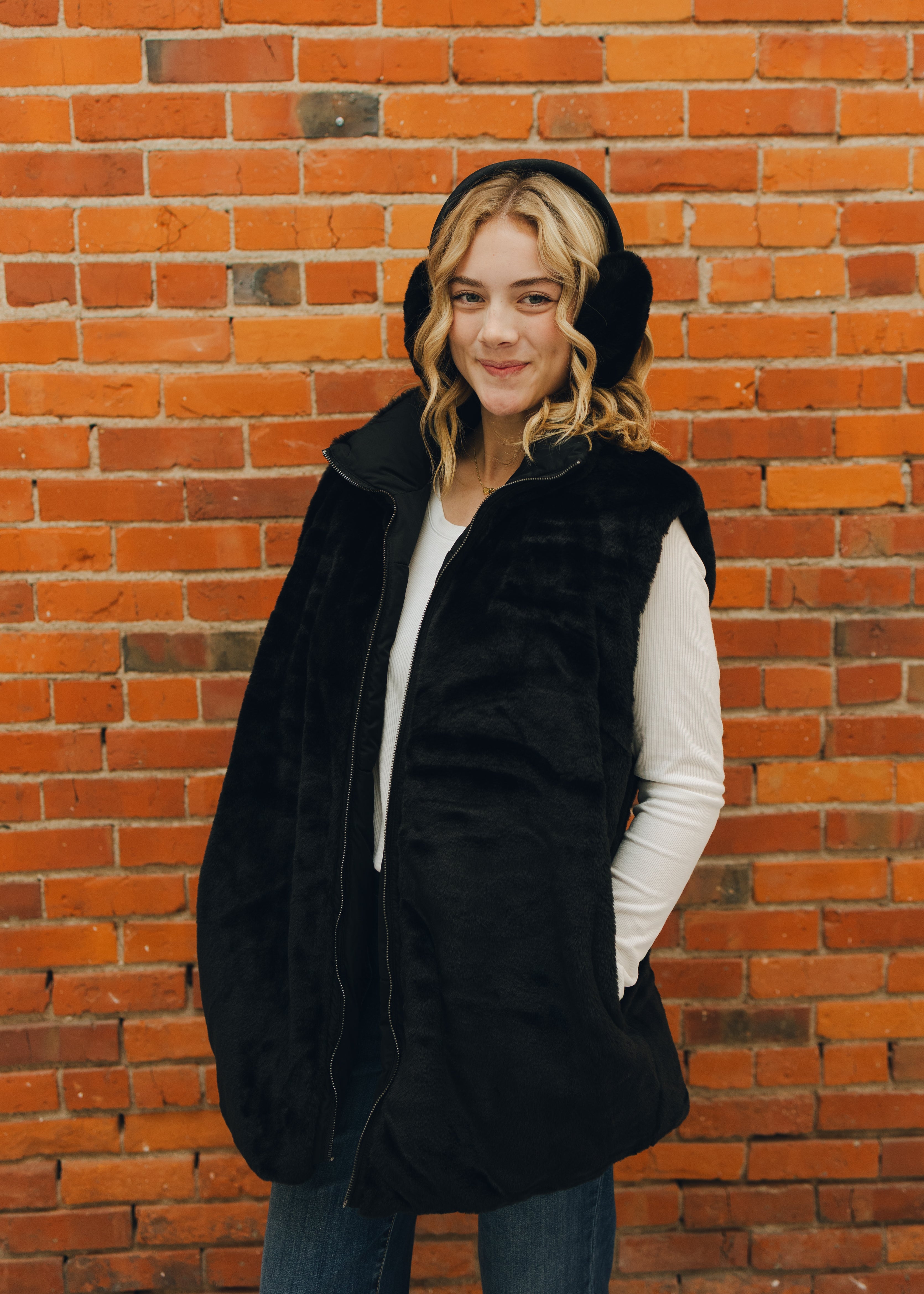 Apricot Reversible Oversized Puffer Vest