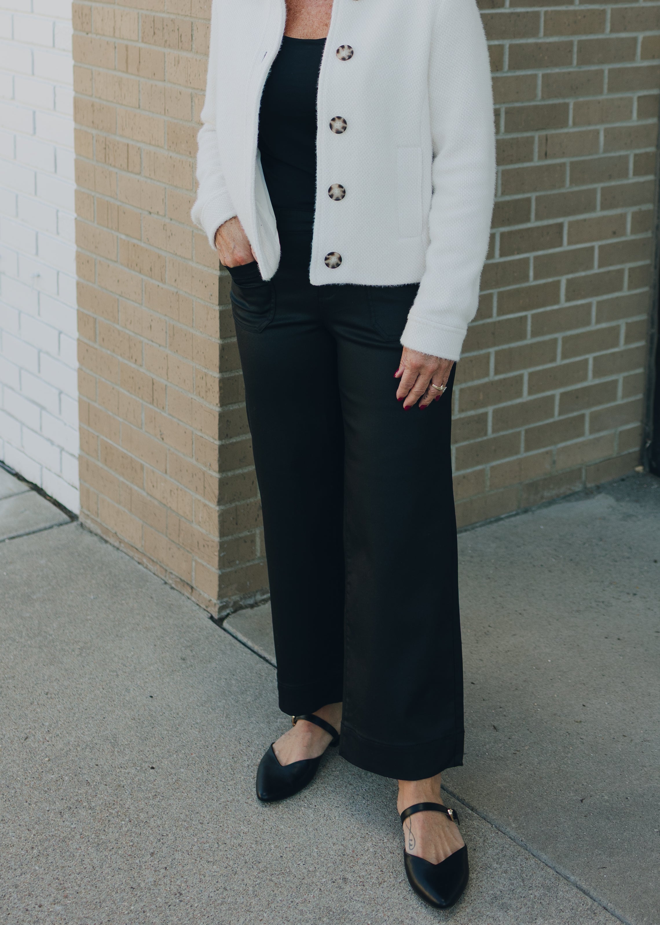 Liverpool Crop Wide Leg W/Patch Pocket