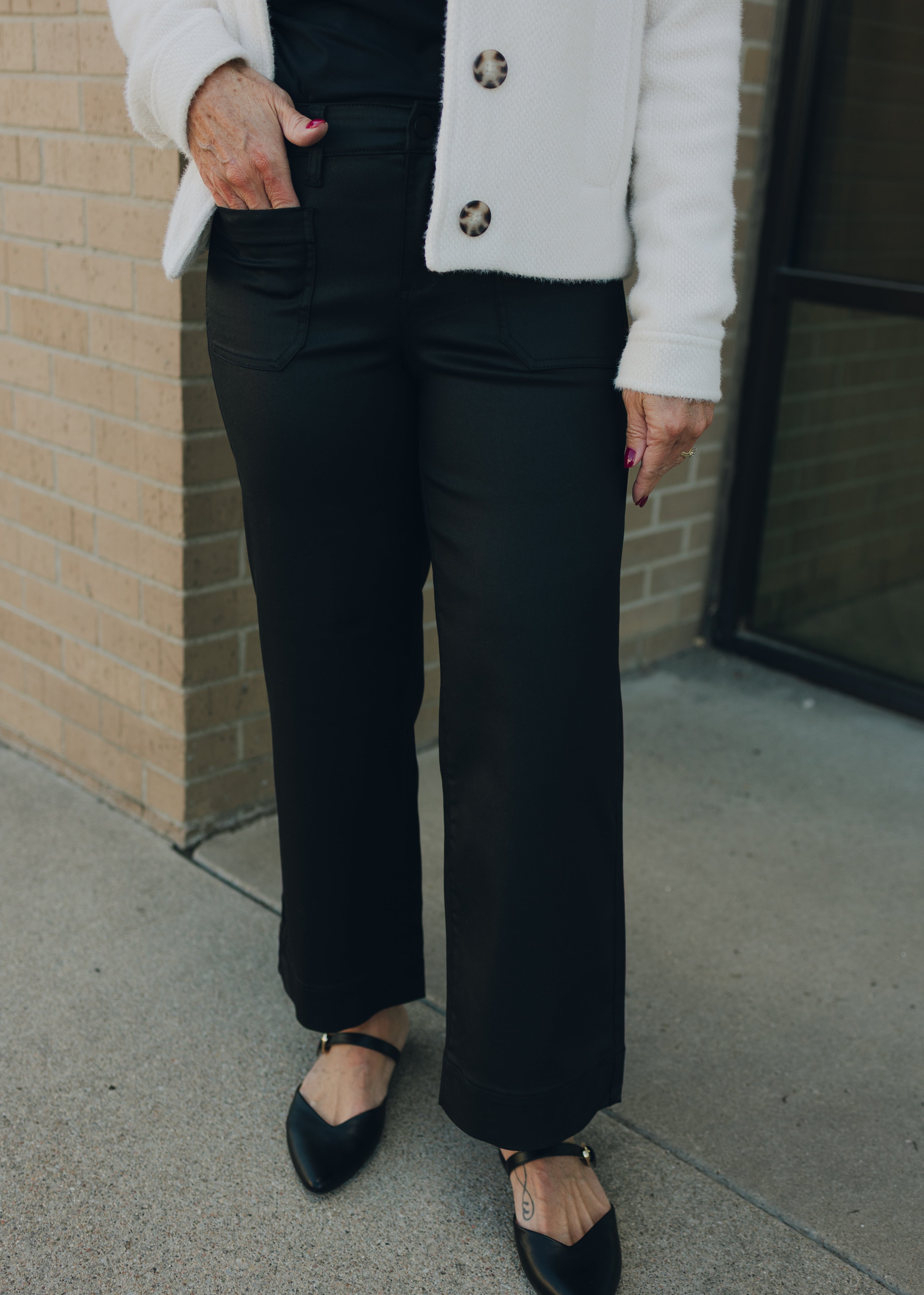 Liverpool Crop Wide Leg W/Patch Pocket