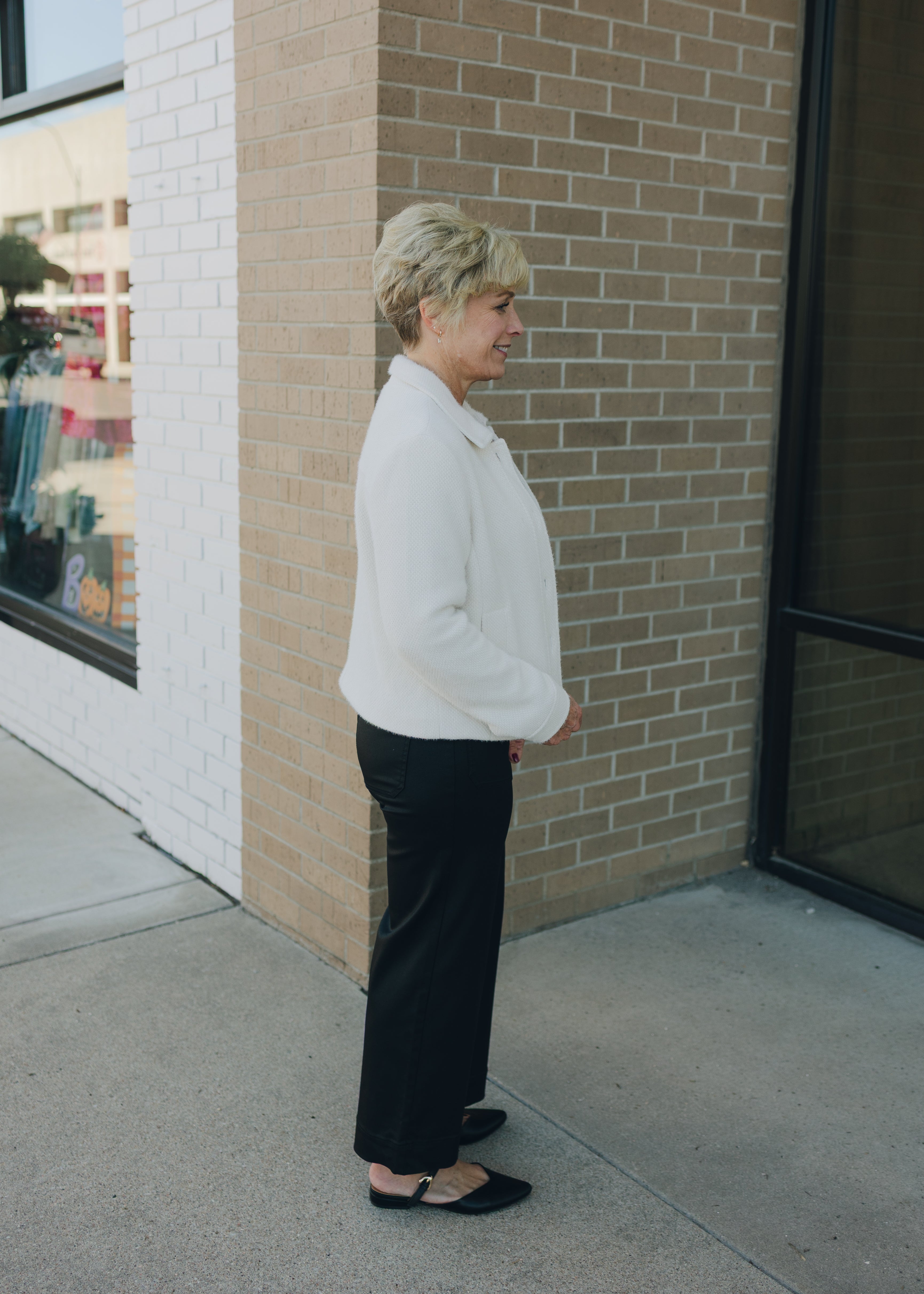 Liverpool Crop Wide Leg W/Patch Pocket