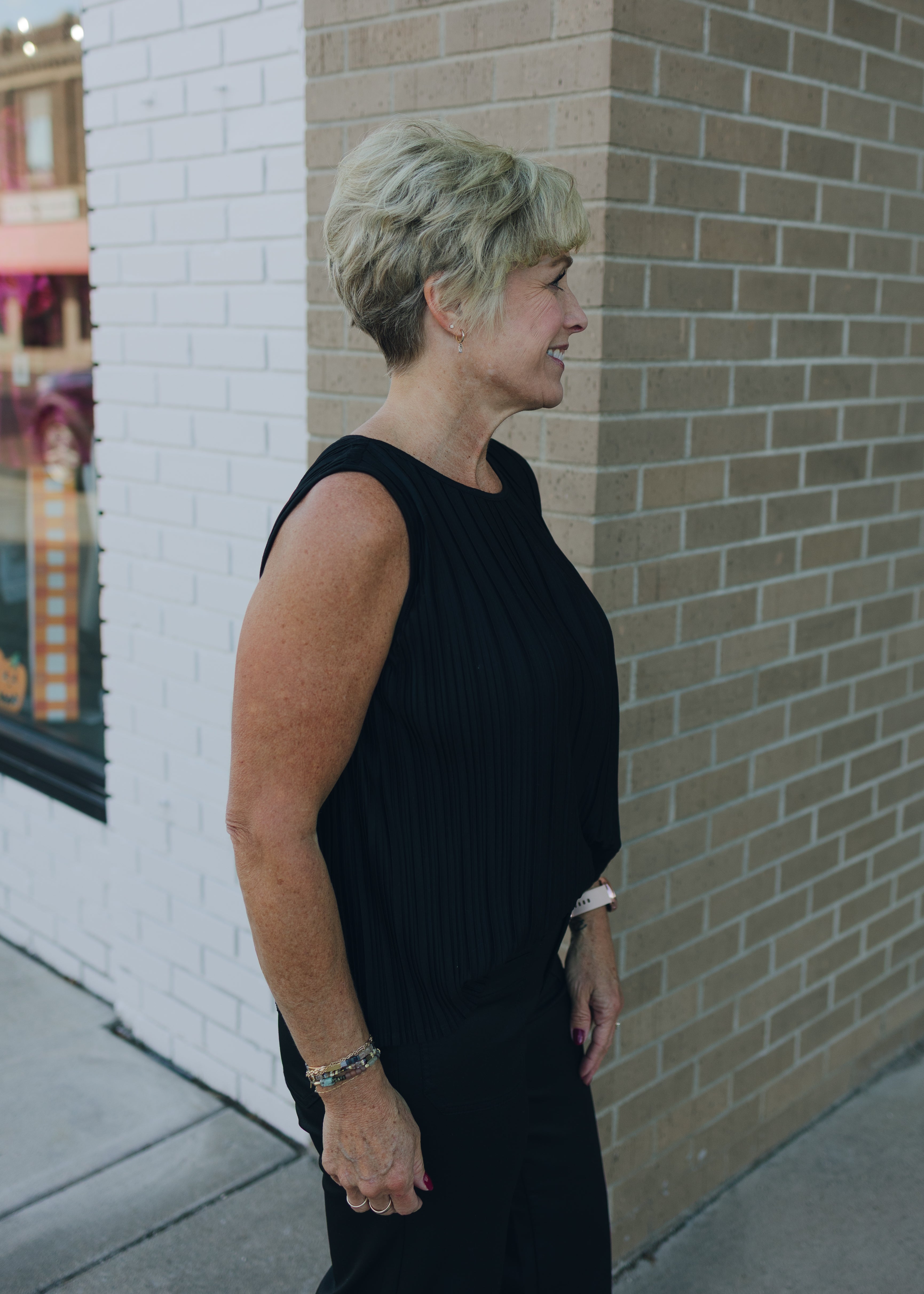 Liverpool Sleeveless Boat Neck Top - Black