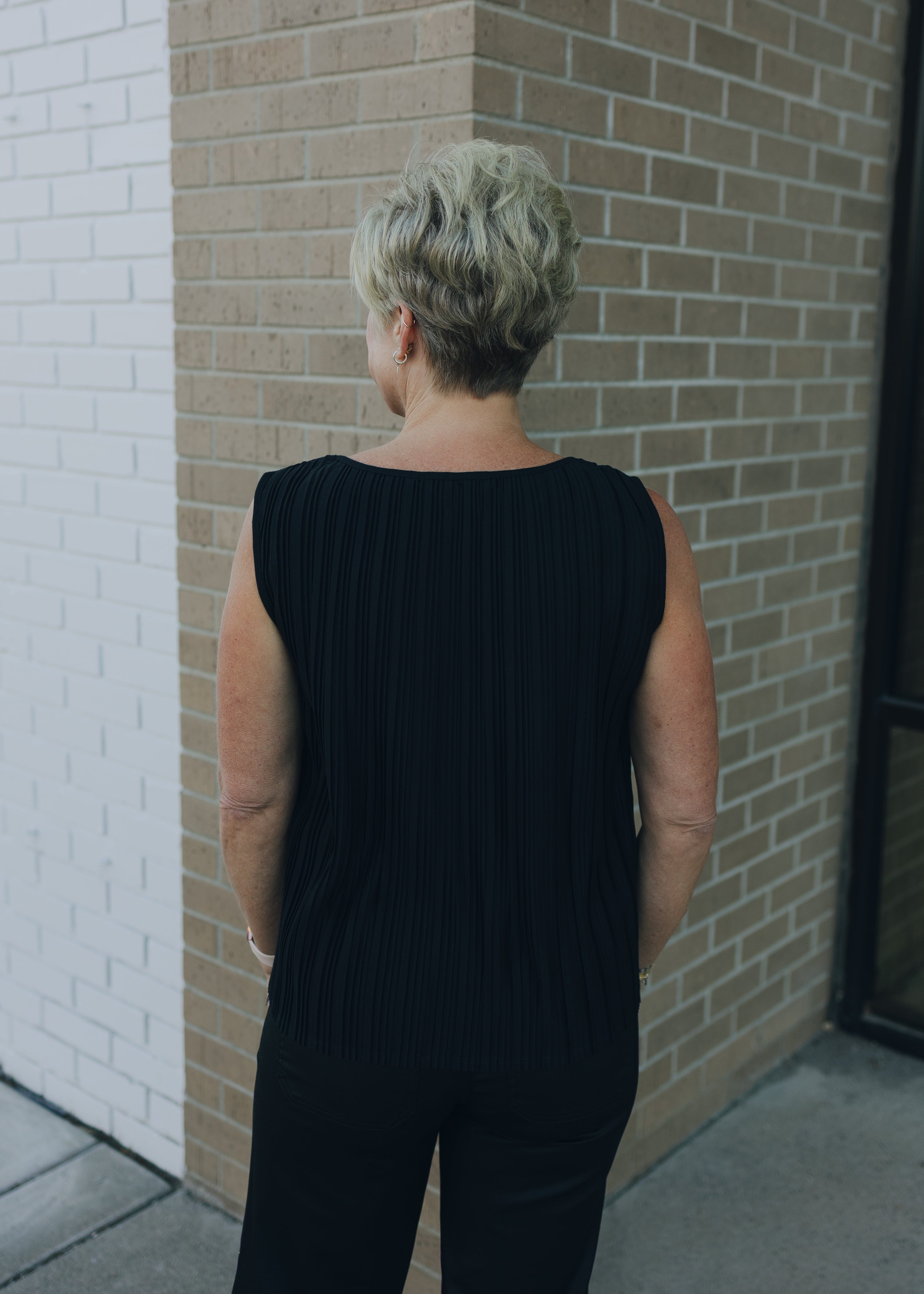 Liverpool Sleeveless Boat Neck Top - Black