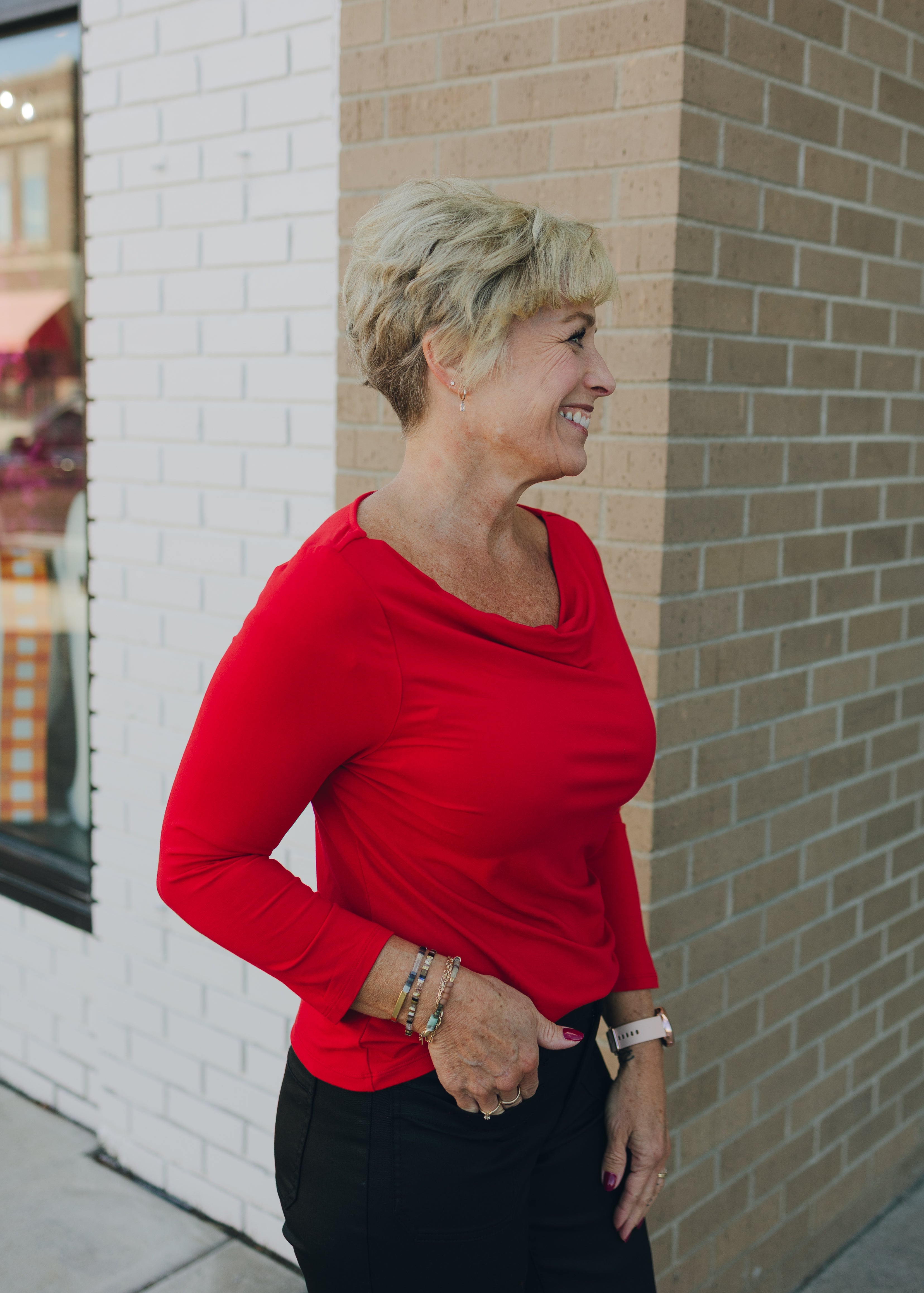 Liverpool 3/4 Sleeve Draped Neck Top