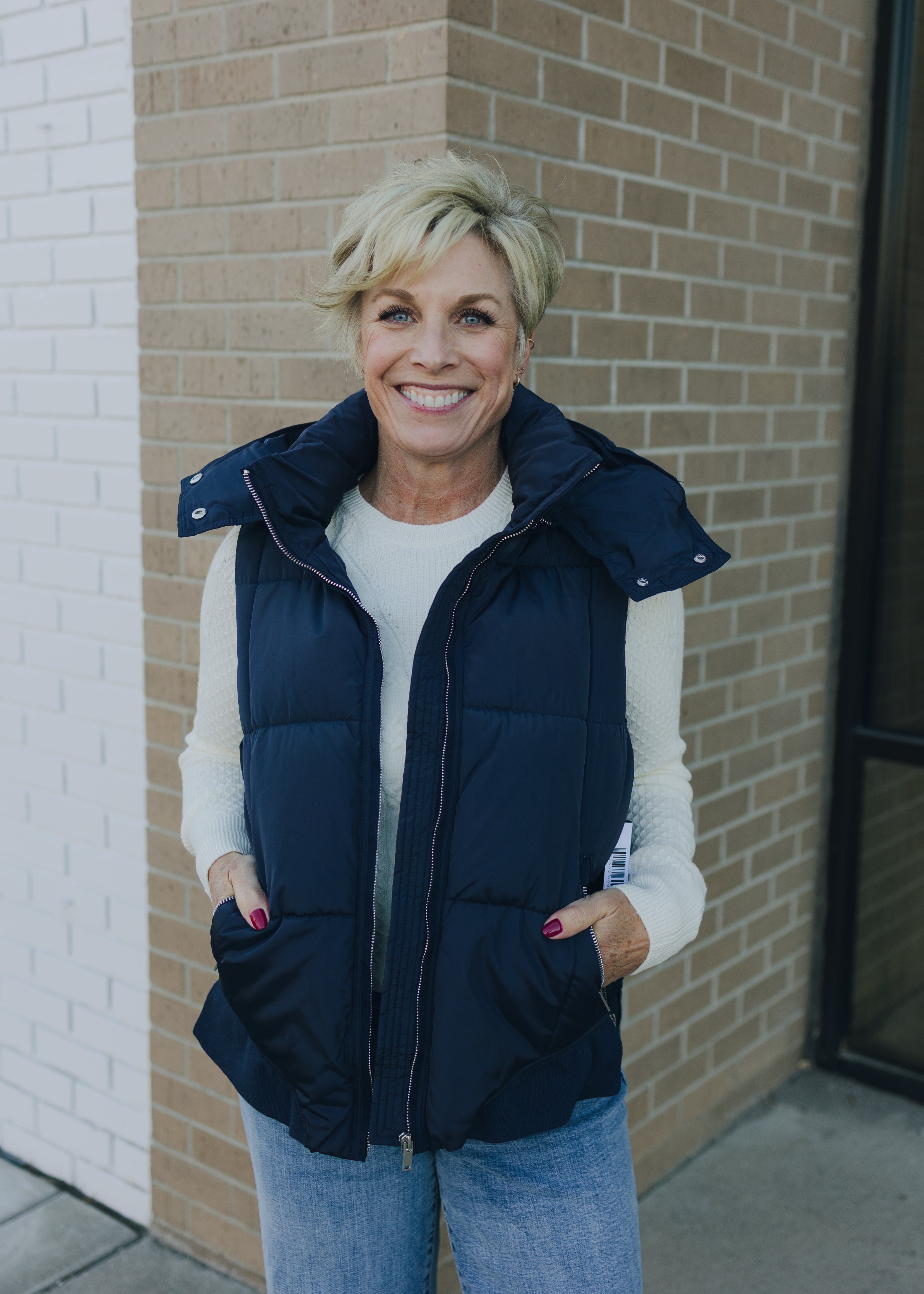 Tribal Quilted Vest W/Removable Hood - Sapphire