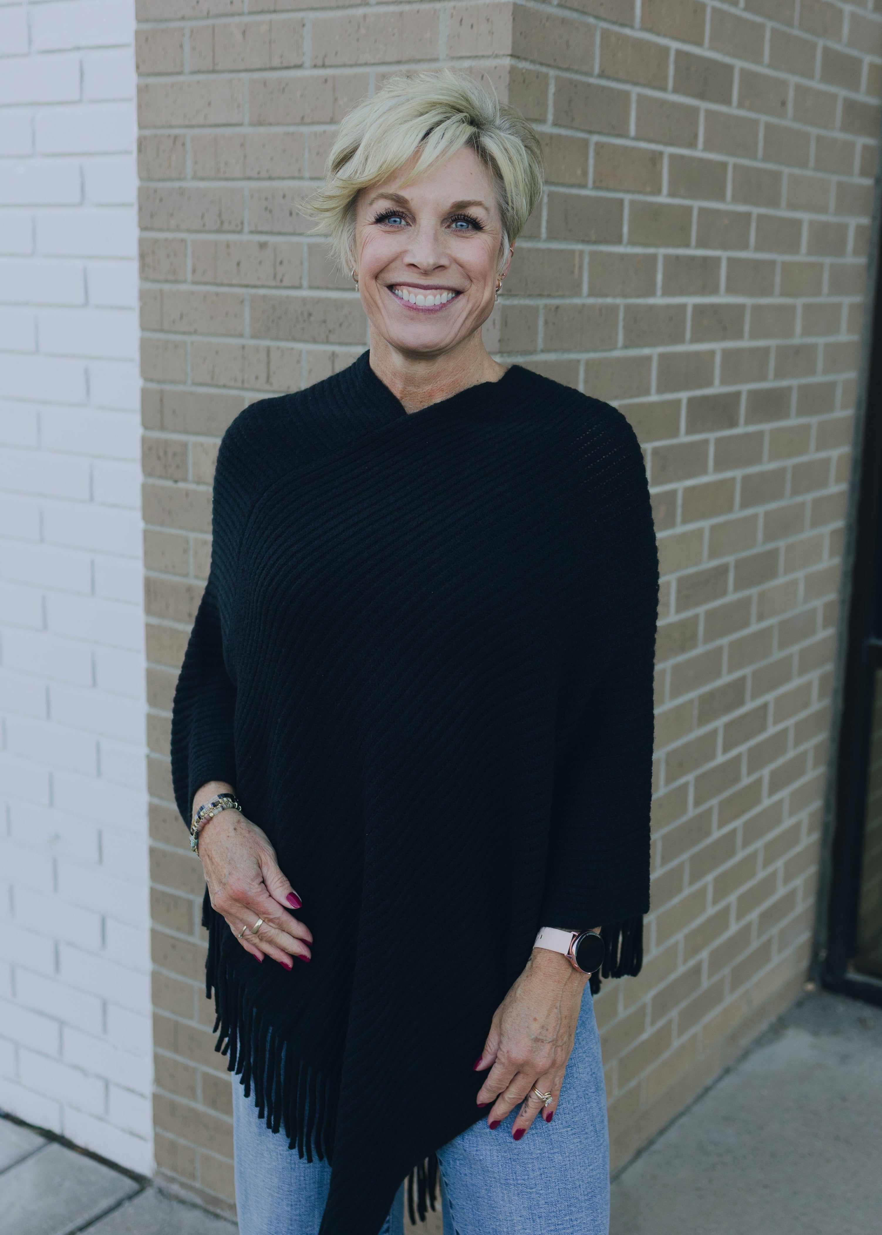 Molly Bracken Black Woven Poncho