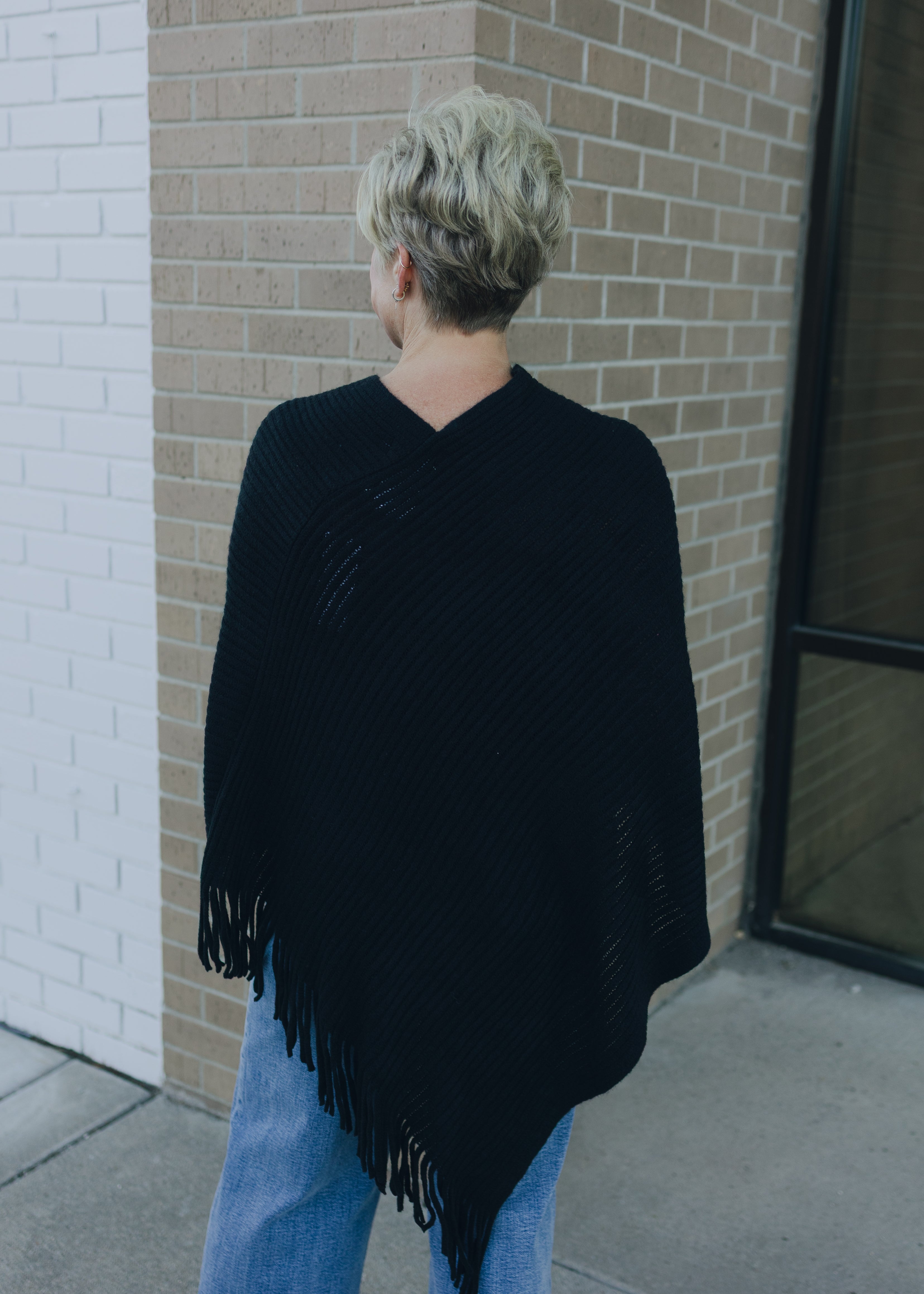 Molly Bracken Black Woven Poncho