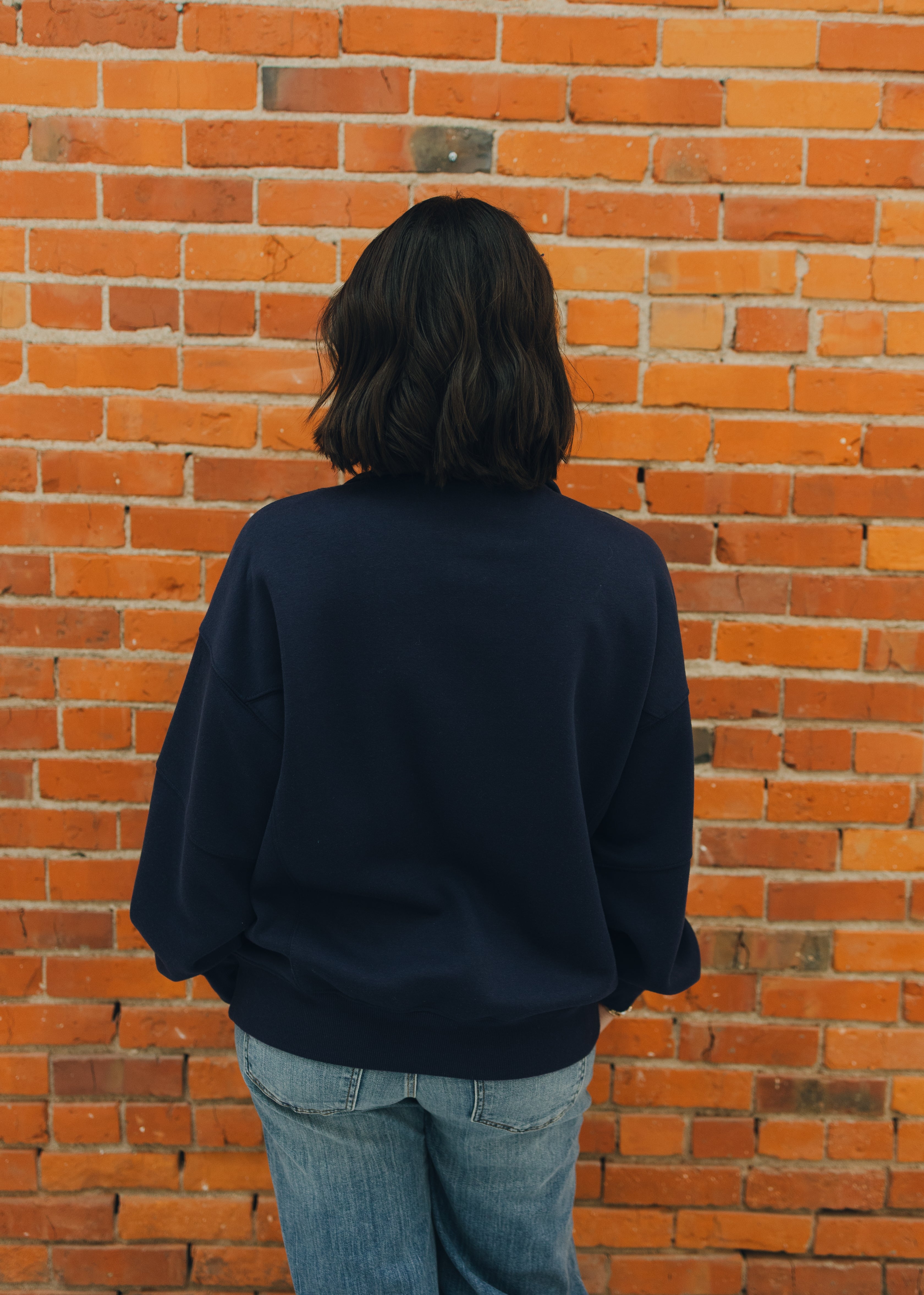 French Terry Fleece Quarter Zip - Navy
