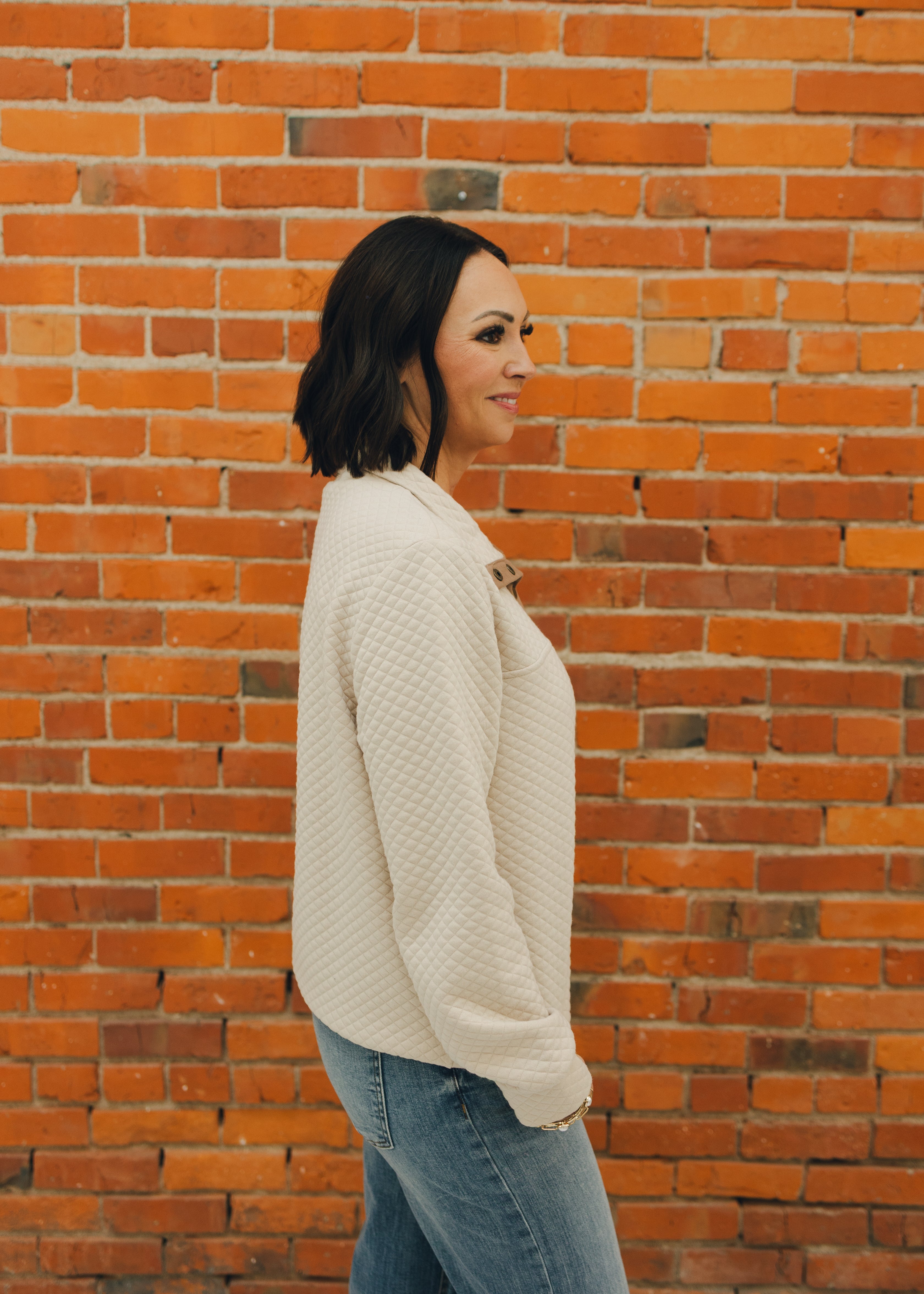 Quilted Jersey Pullover Sweatshirt