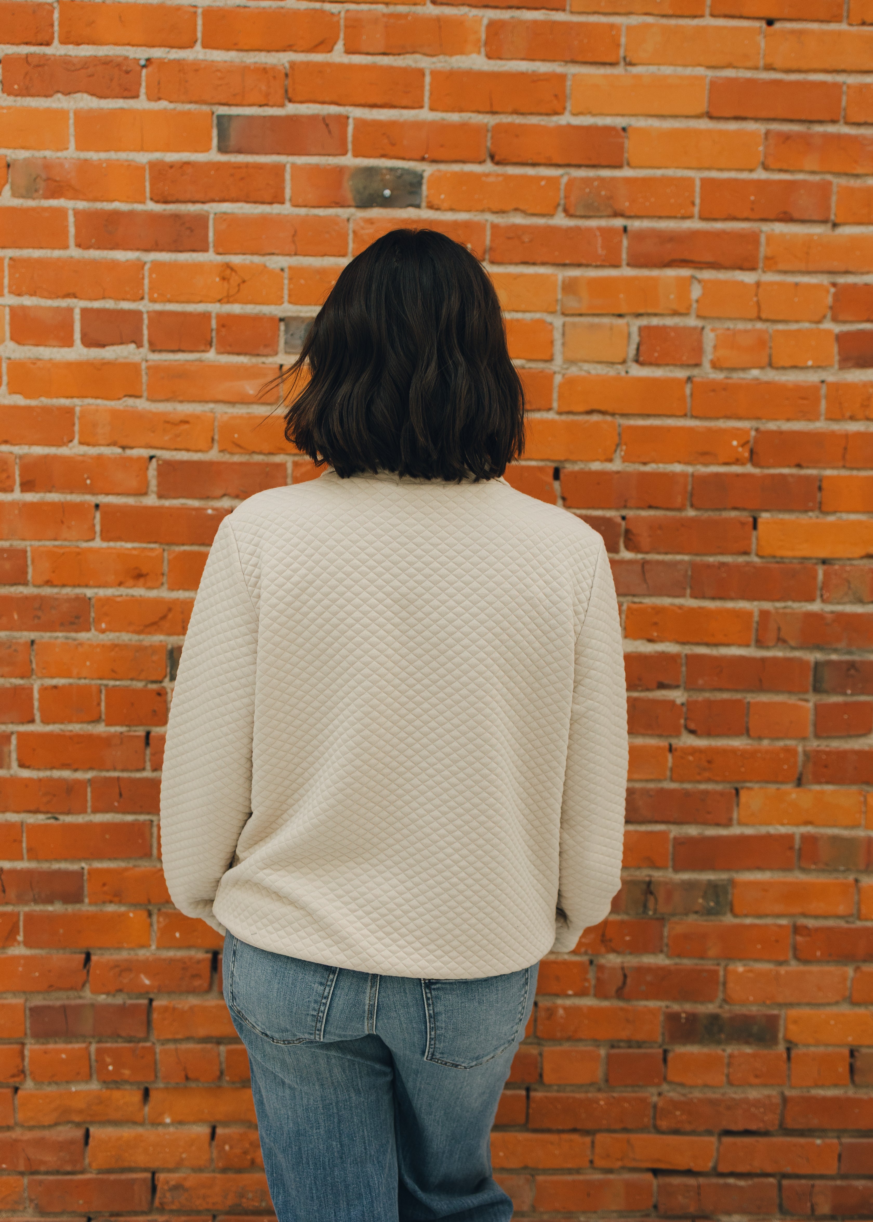 Quilted Jersey Pullover Sweatshirt