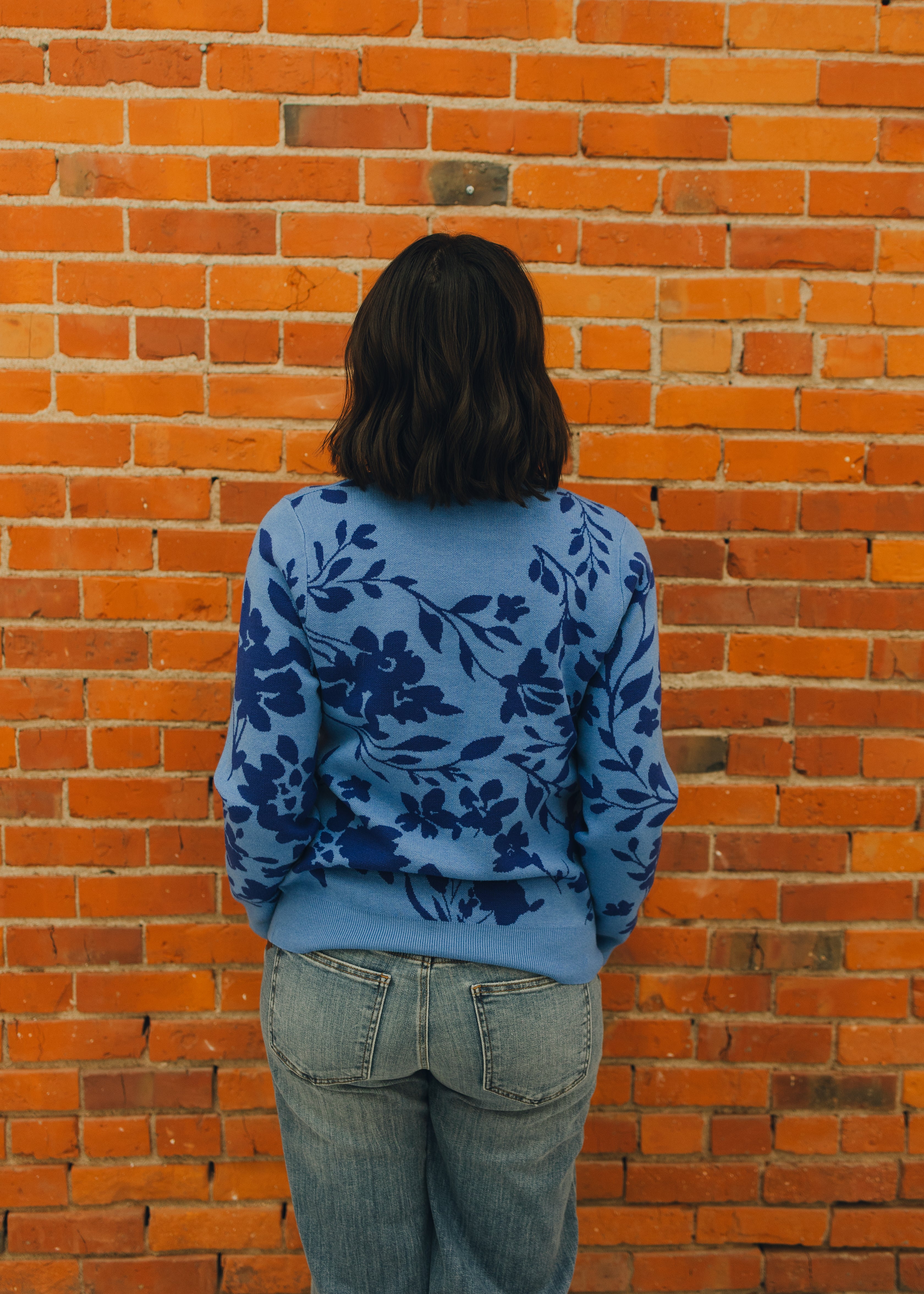 Flower Crewneck Sweater - Blue