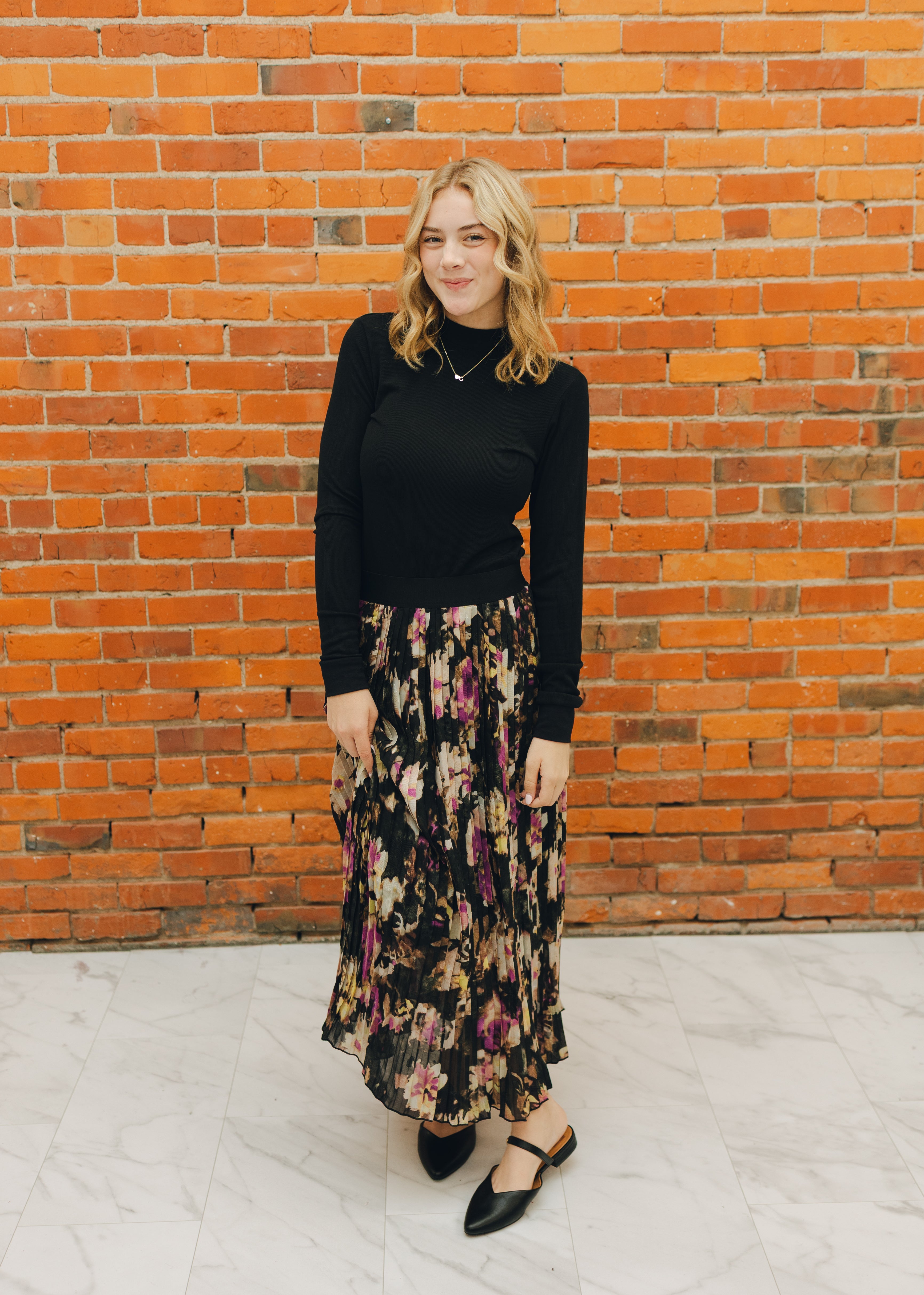 Molly Bracken Black Floral Skirt