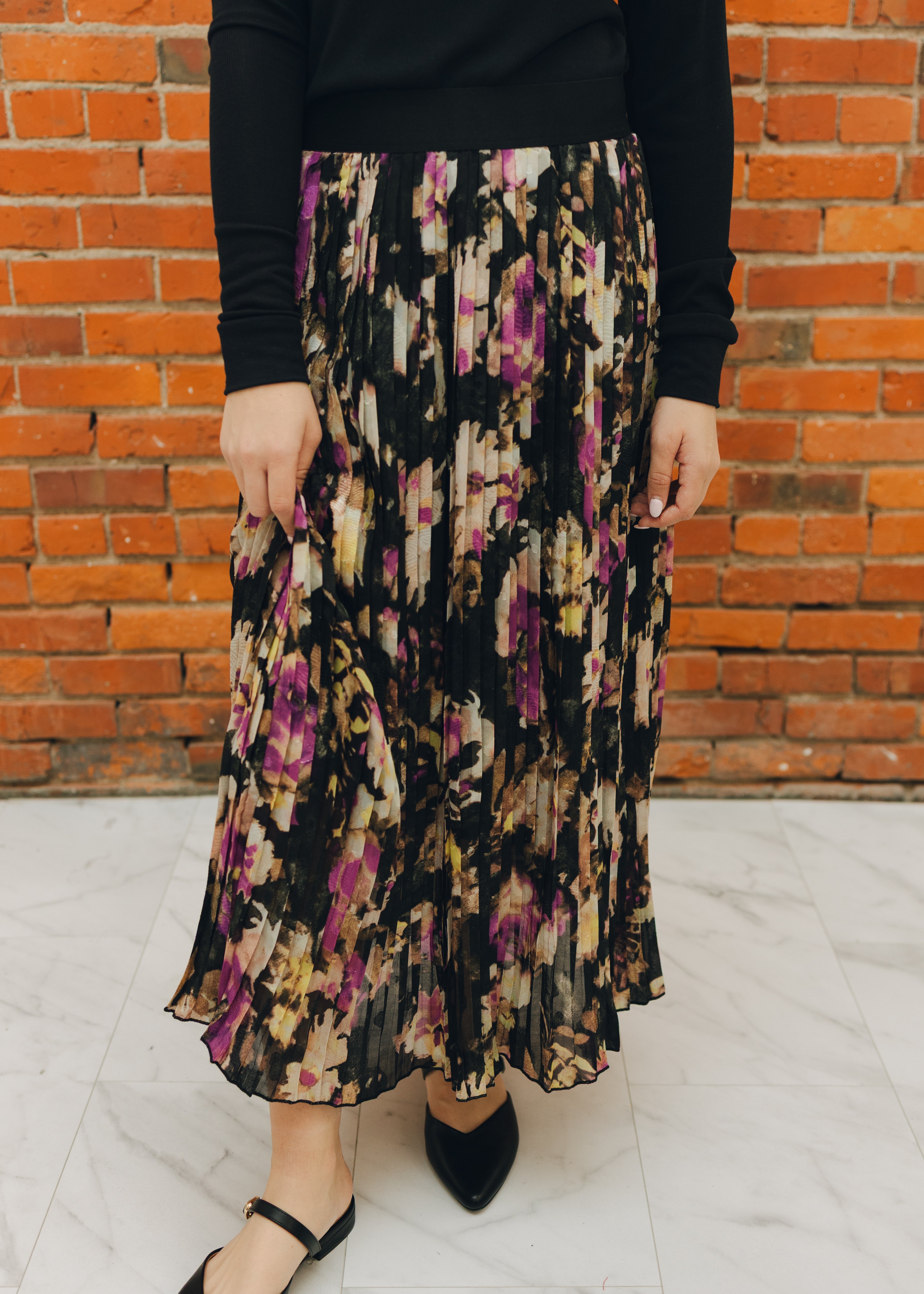 Molly Bracken Black Floral Skirt