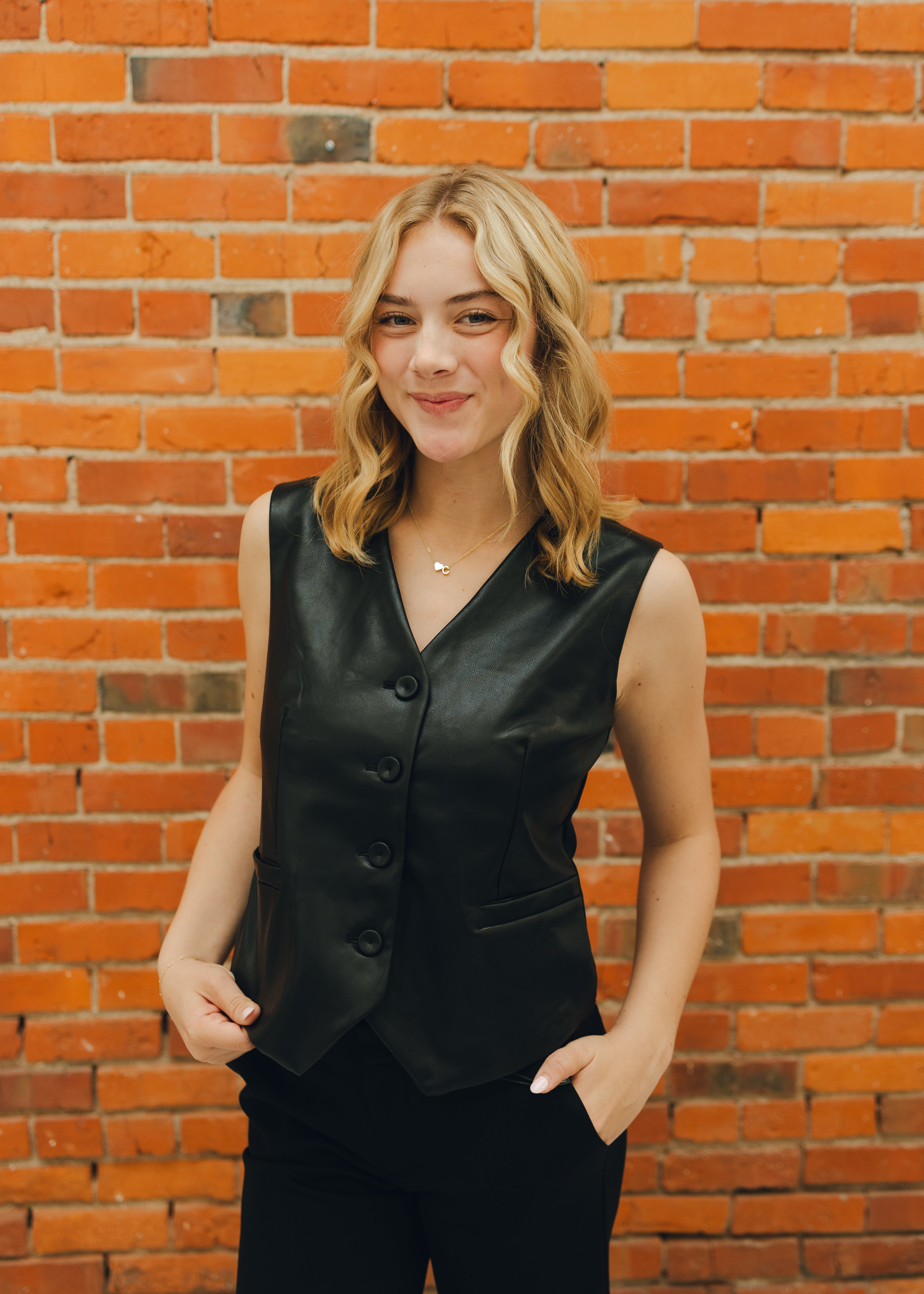 Molly Bracken Leather Button Vest