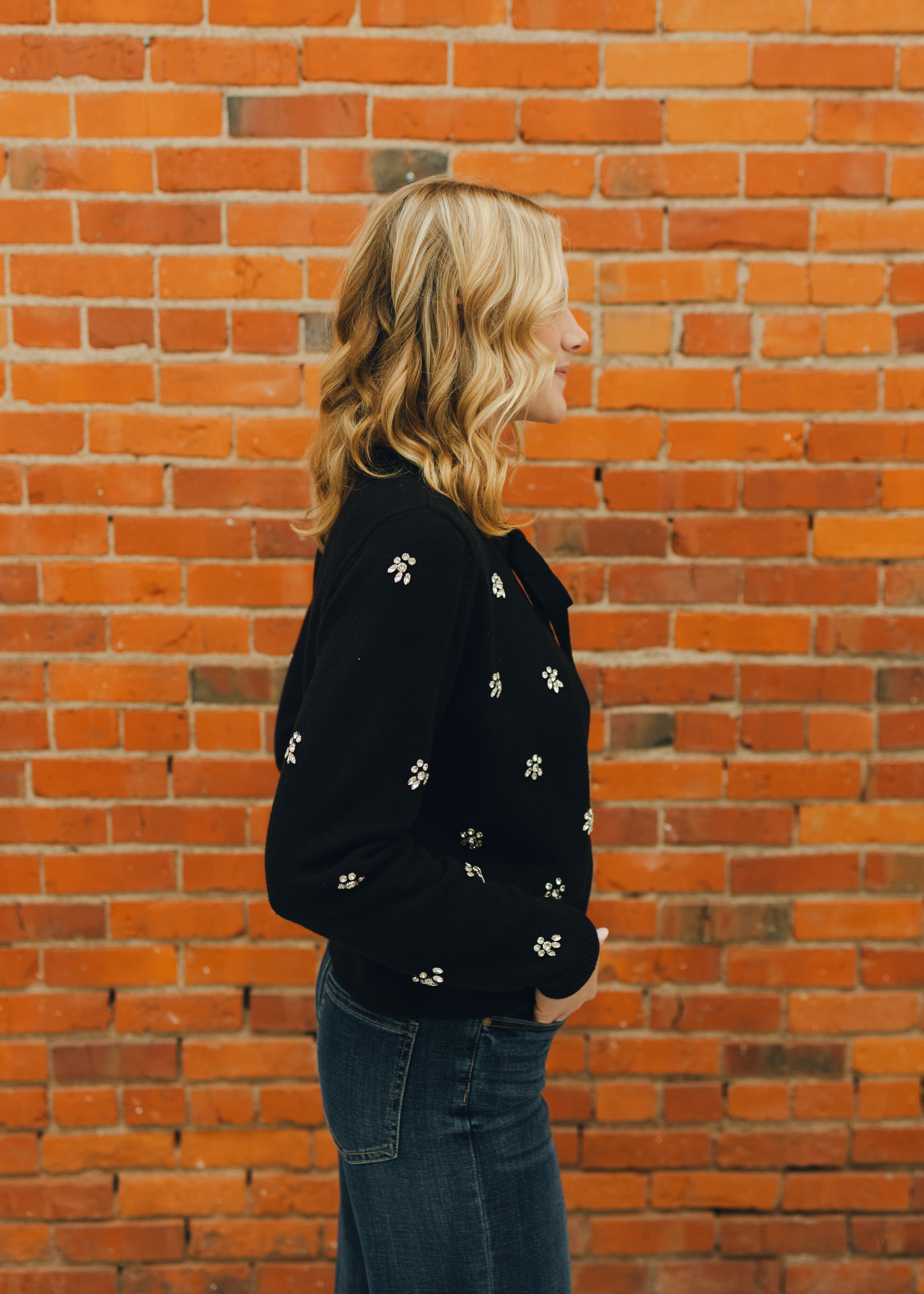 Embellished Tie-Front Cardigan