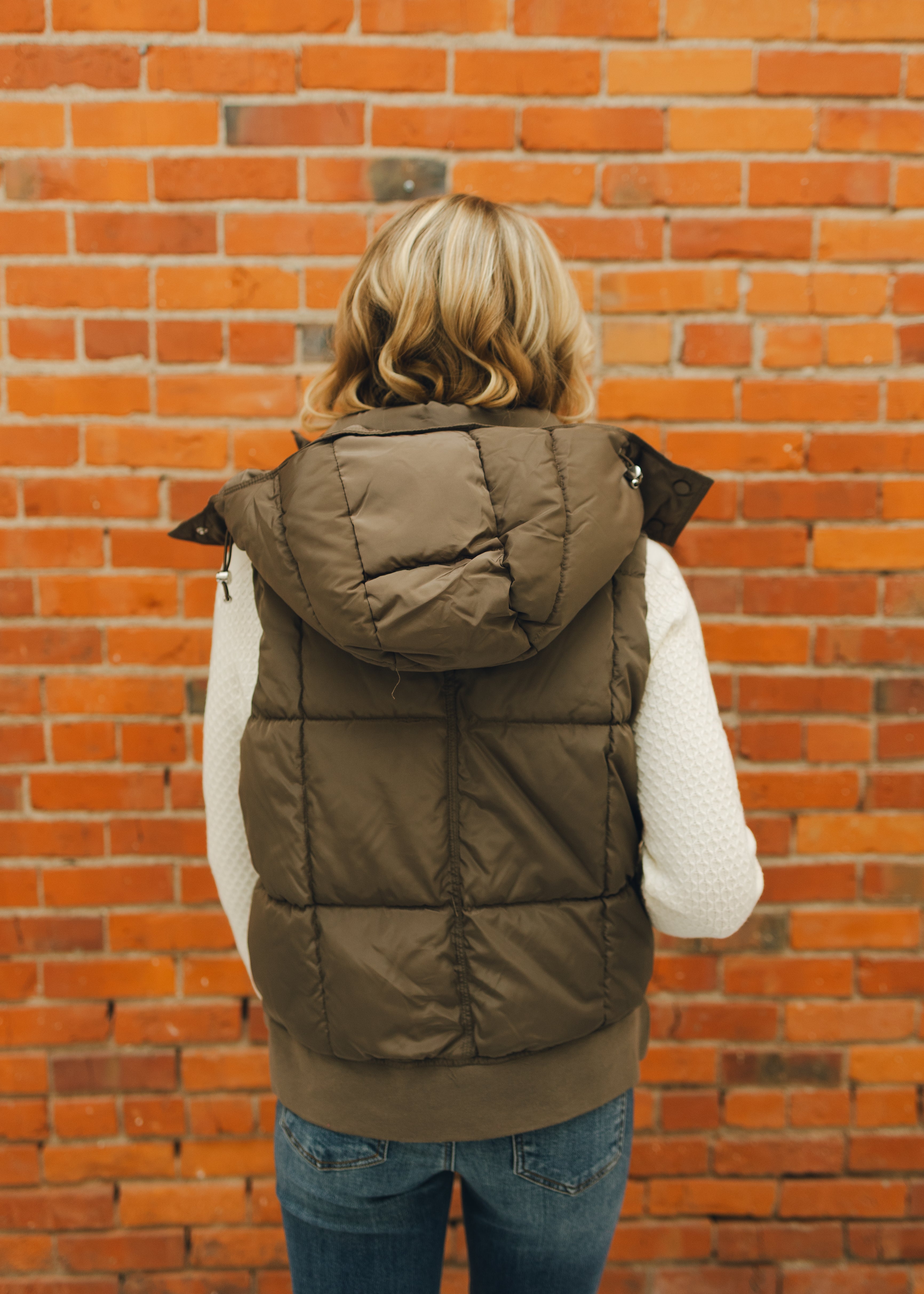 Tribal Quilted Vest W/Removable Hood - Fossil