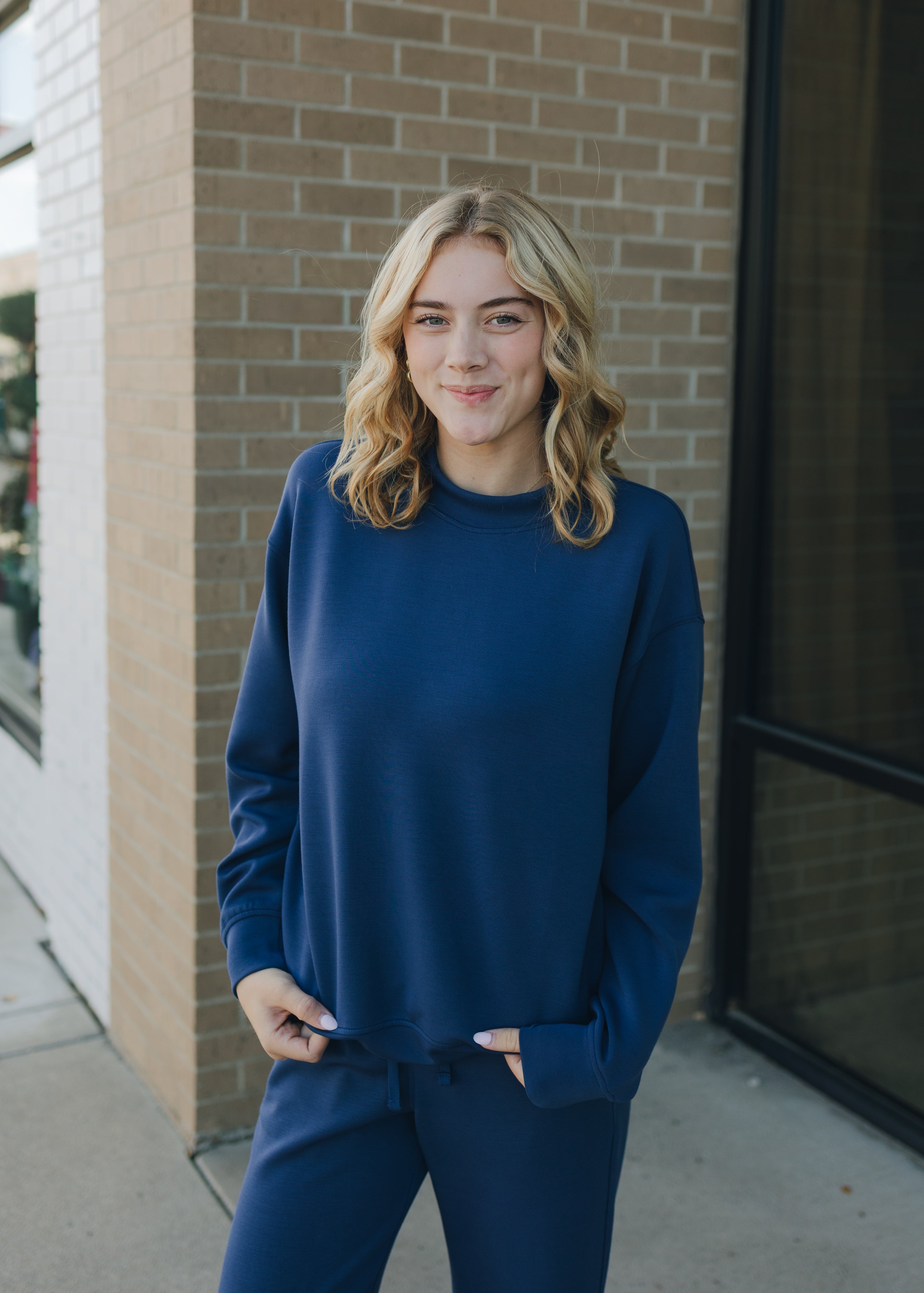 Modal Poly Span Scuba Mock Neck Pullover