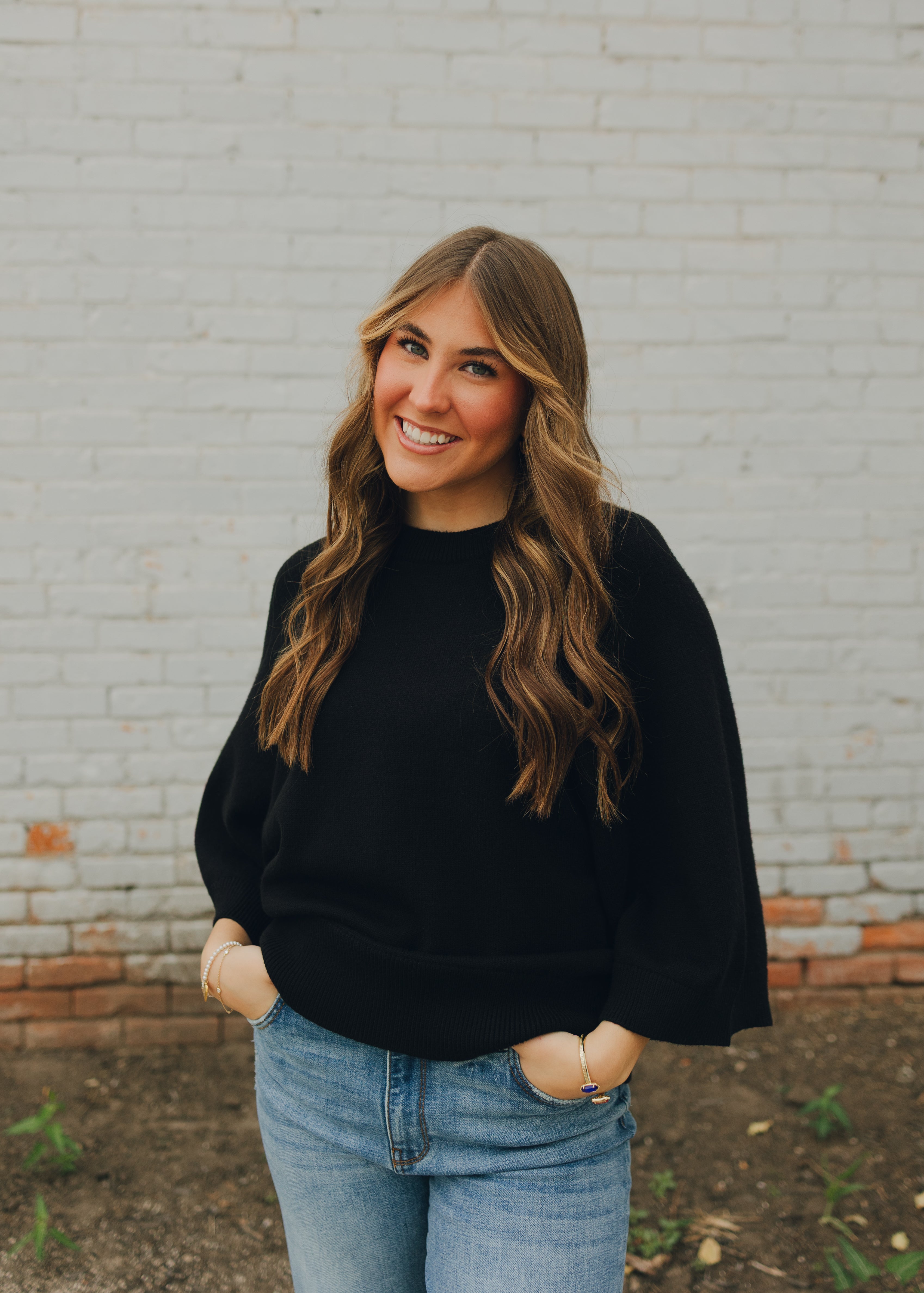 Drop Shoulder Comfy Sweater - Black