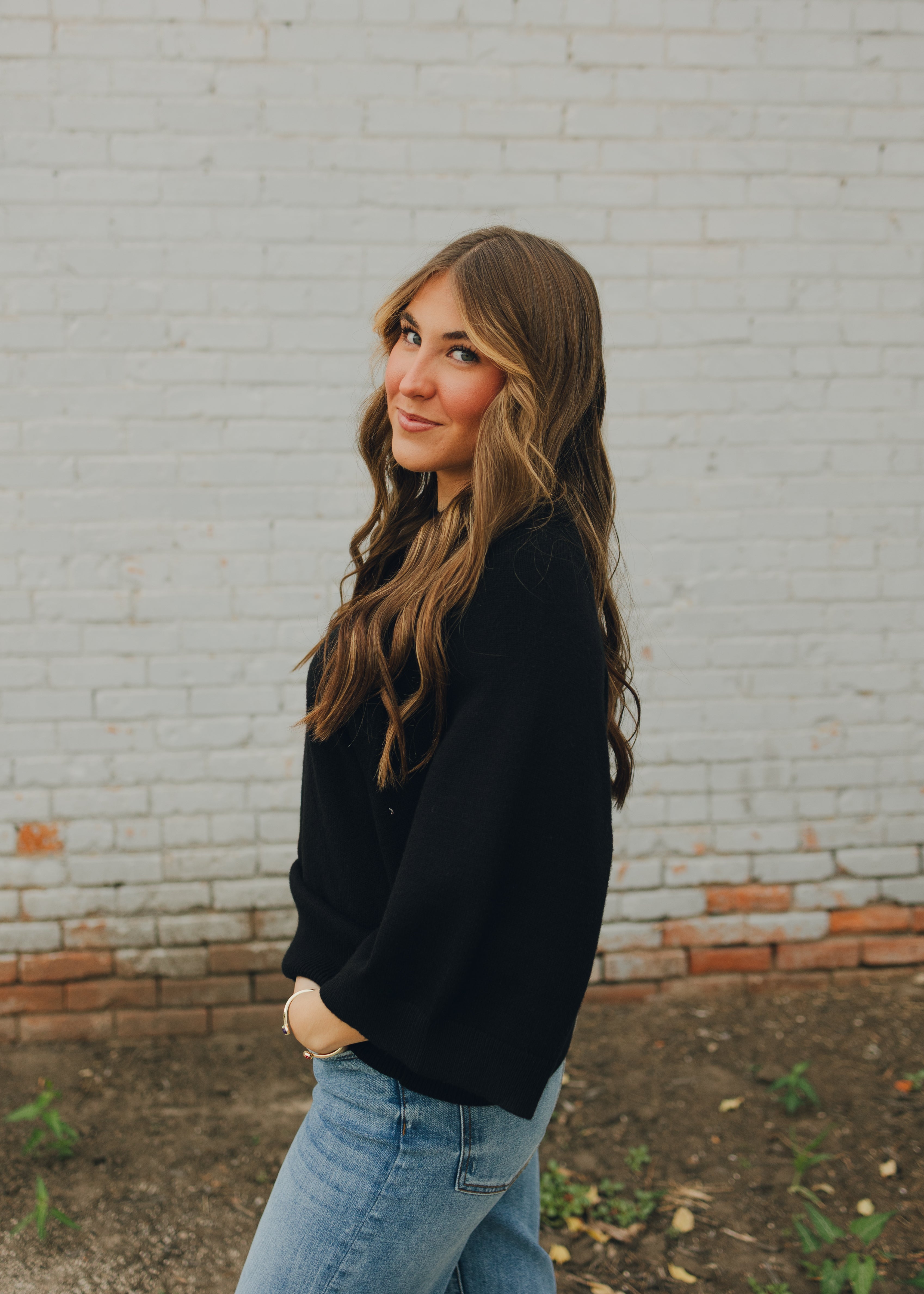 Drop Shoulder Comfy Sweater - Black