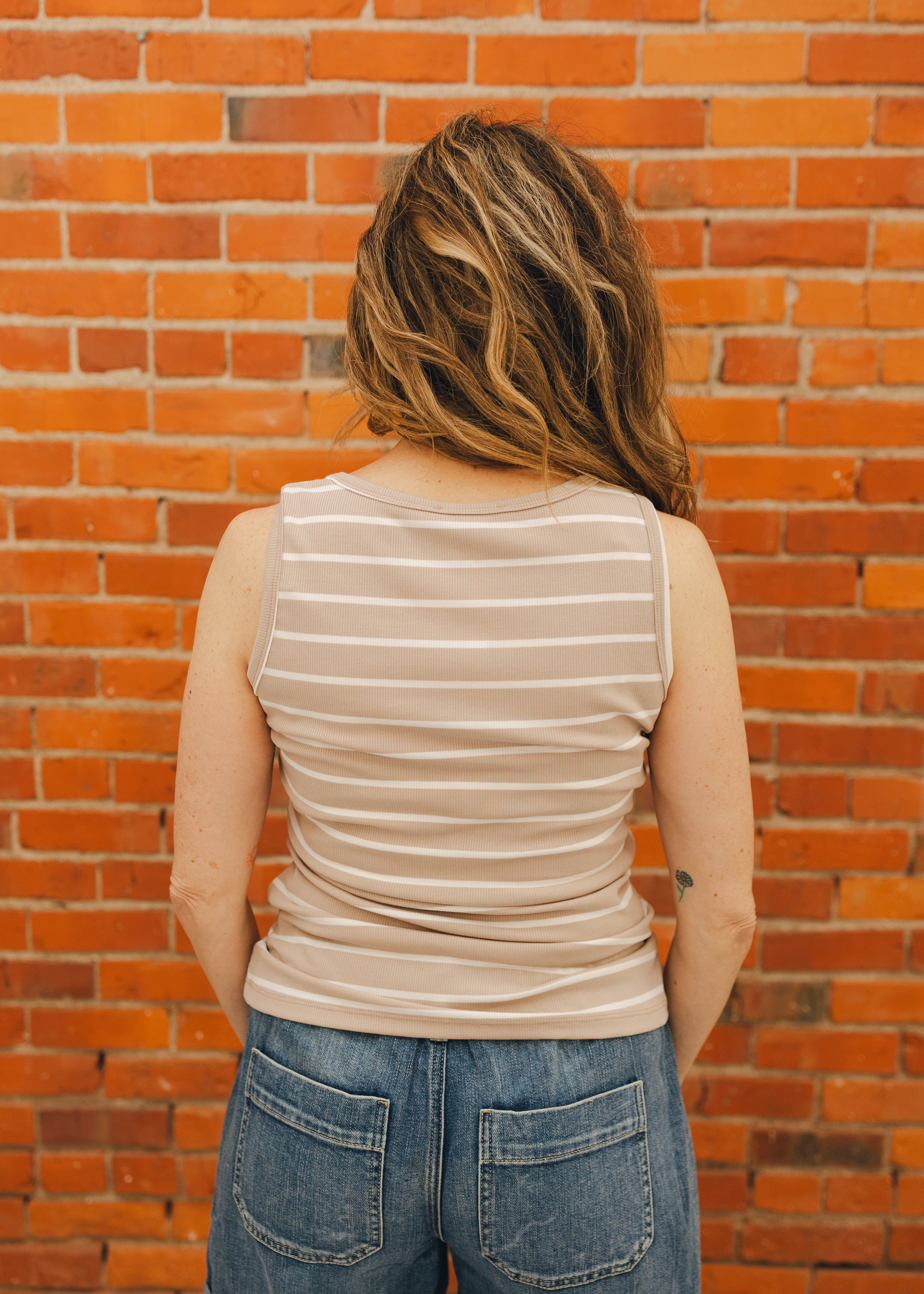 Round Neck Sleeveless Striped Top