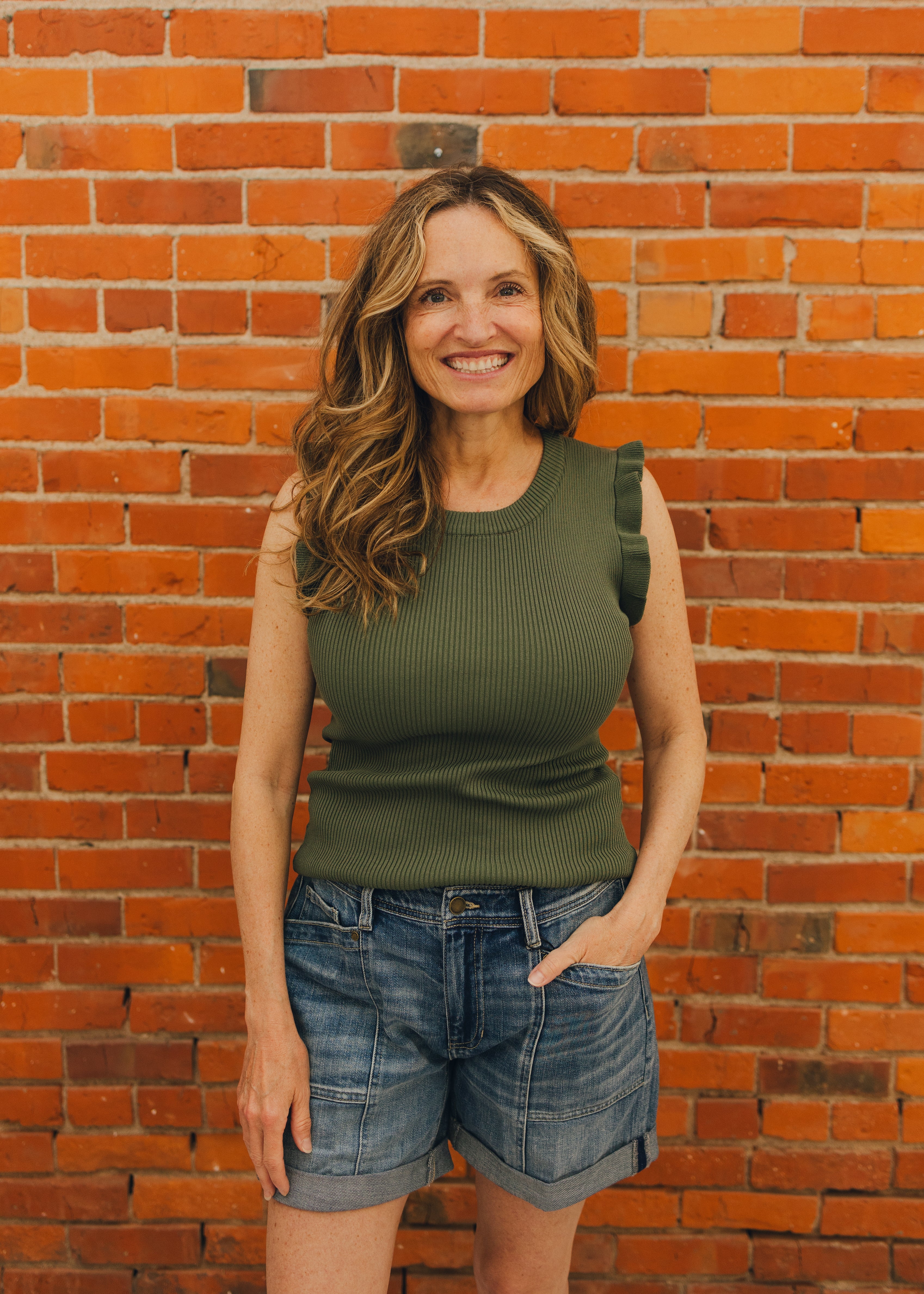 Viscose Ruffle Trim Ribbed Tank