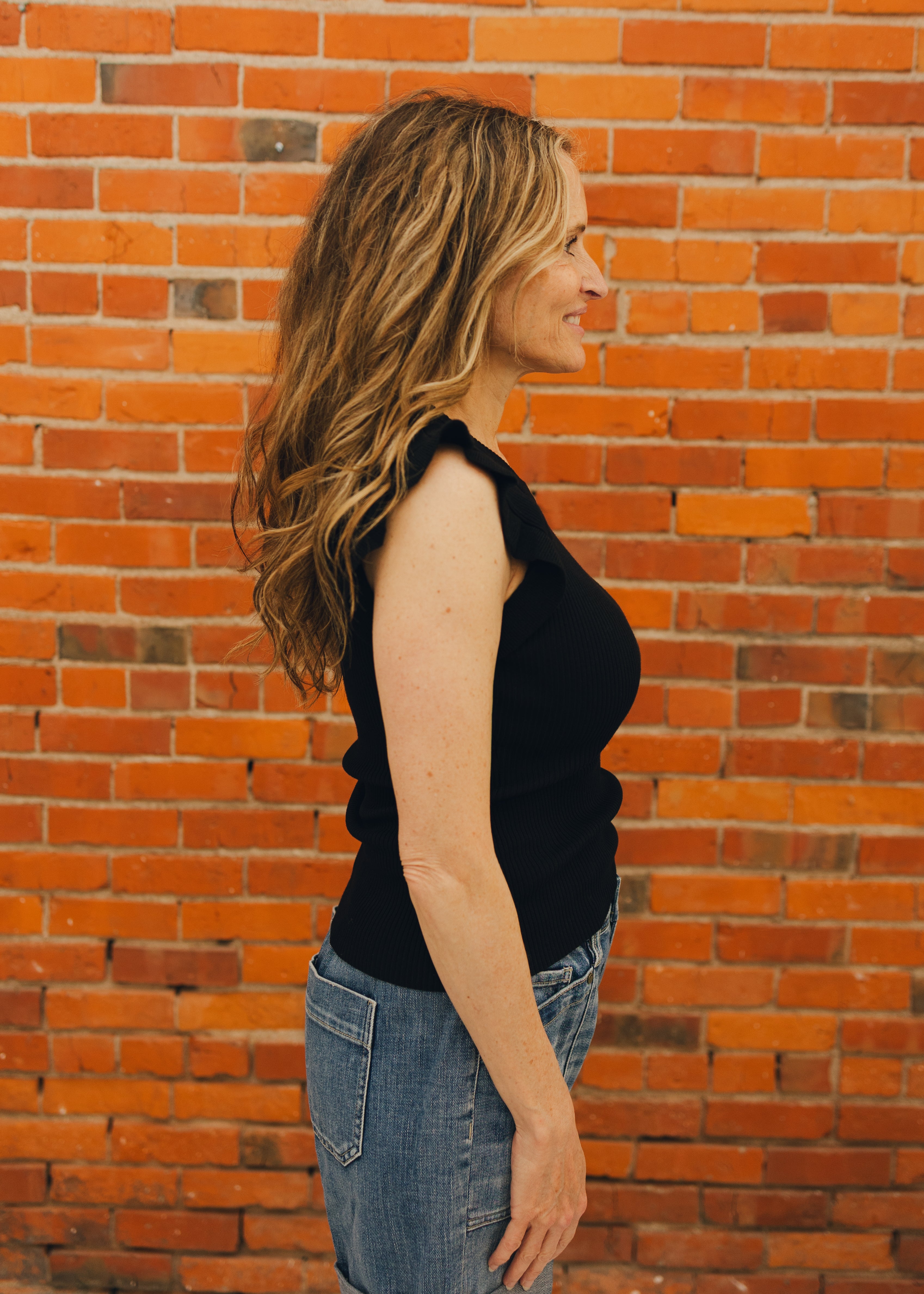 Viscose Ruffle Trim Ribbed Tank