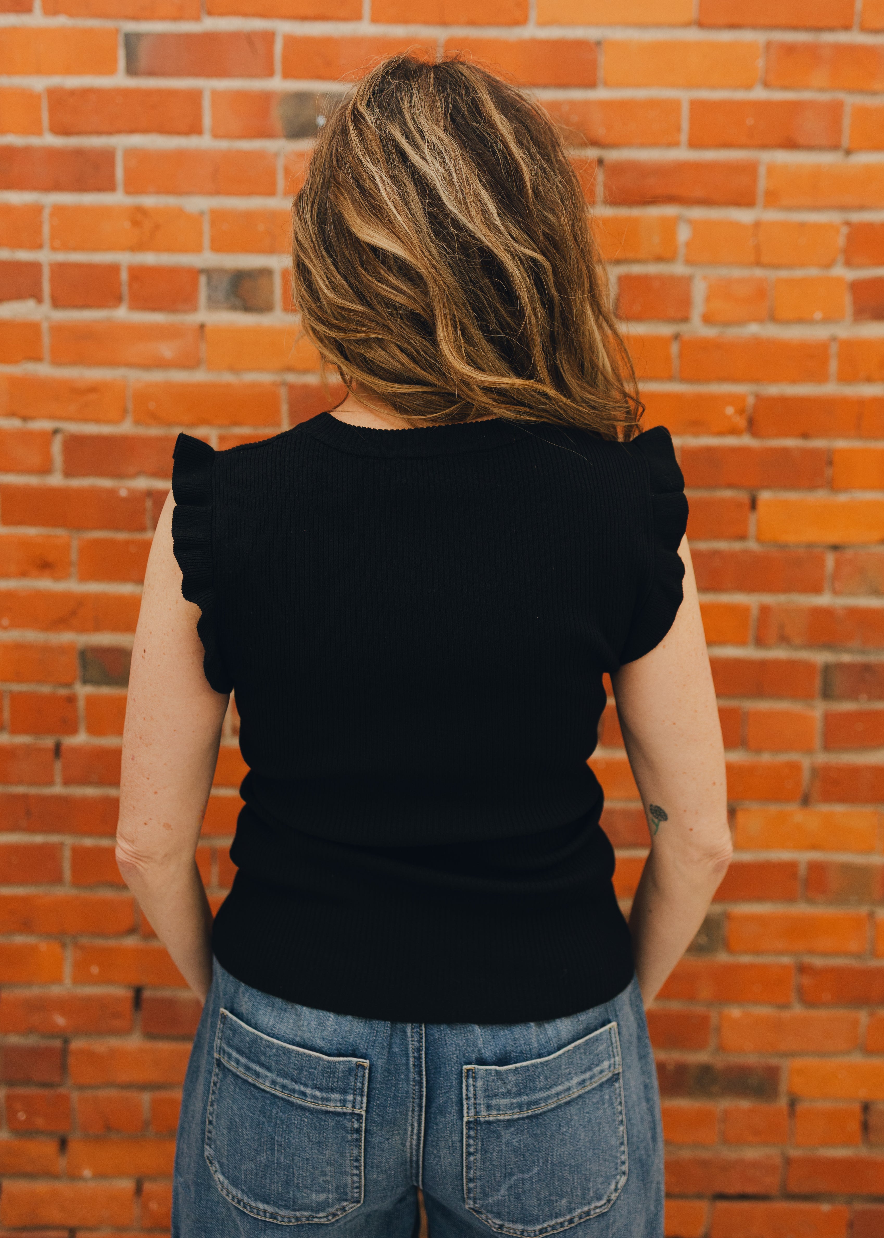 Viscose Ruffle Trim Ribbed Tank
