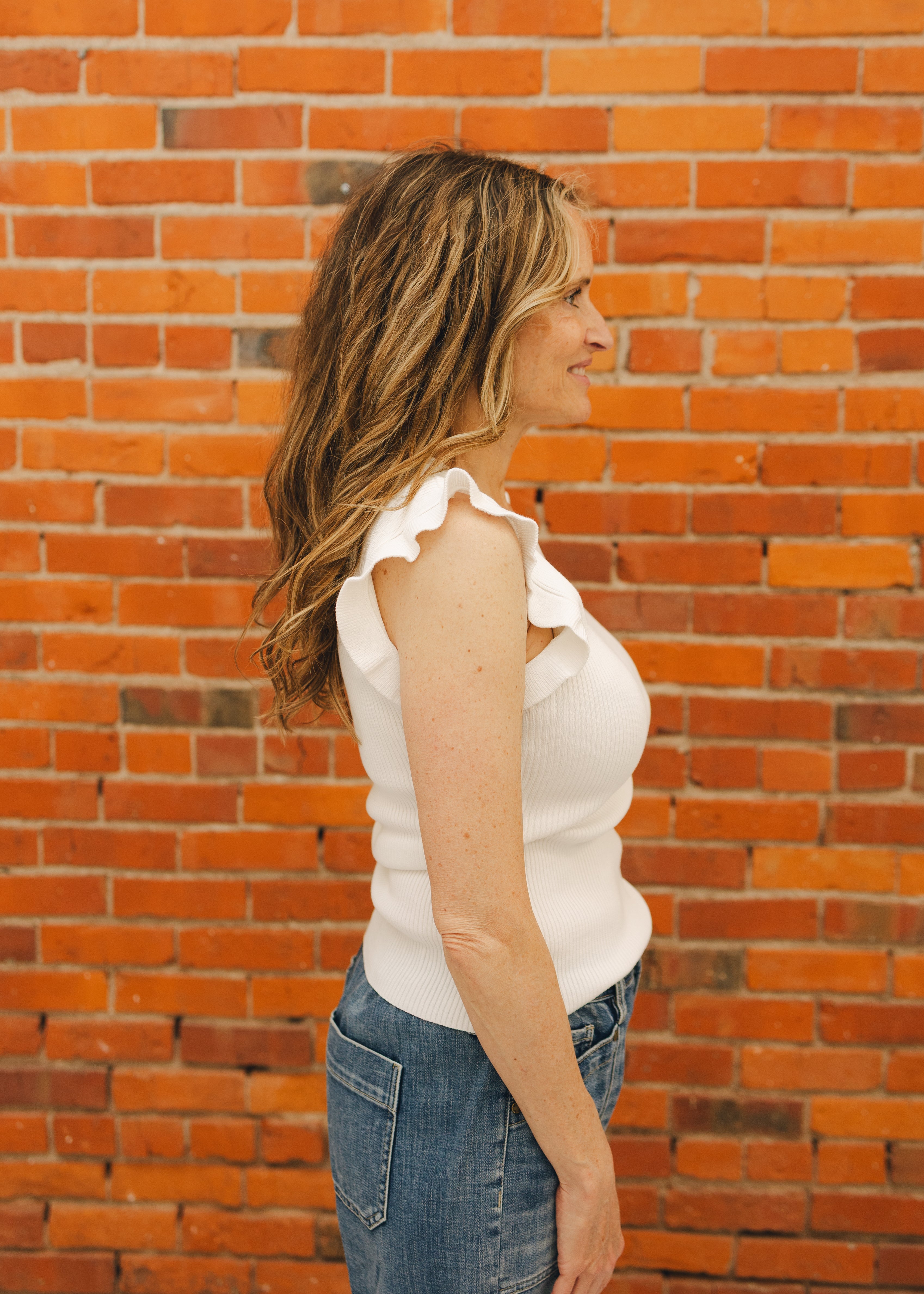 Viscose Ruffle Trim Ribbed Tank