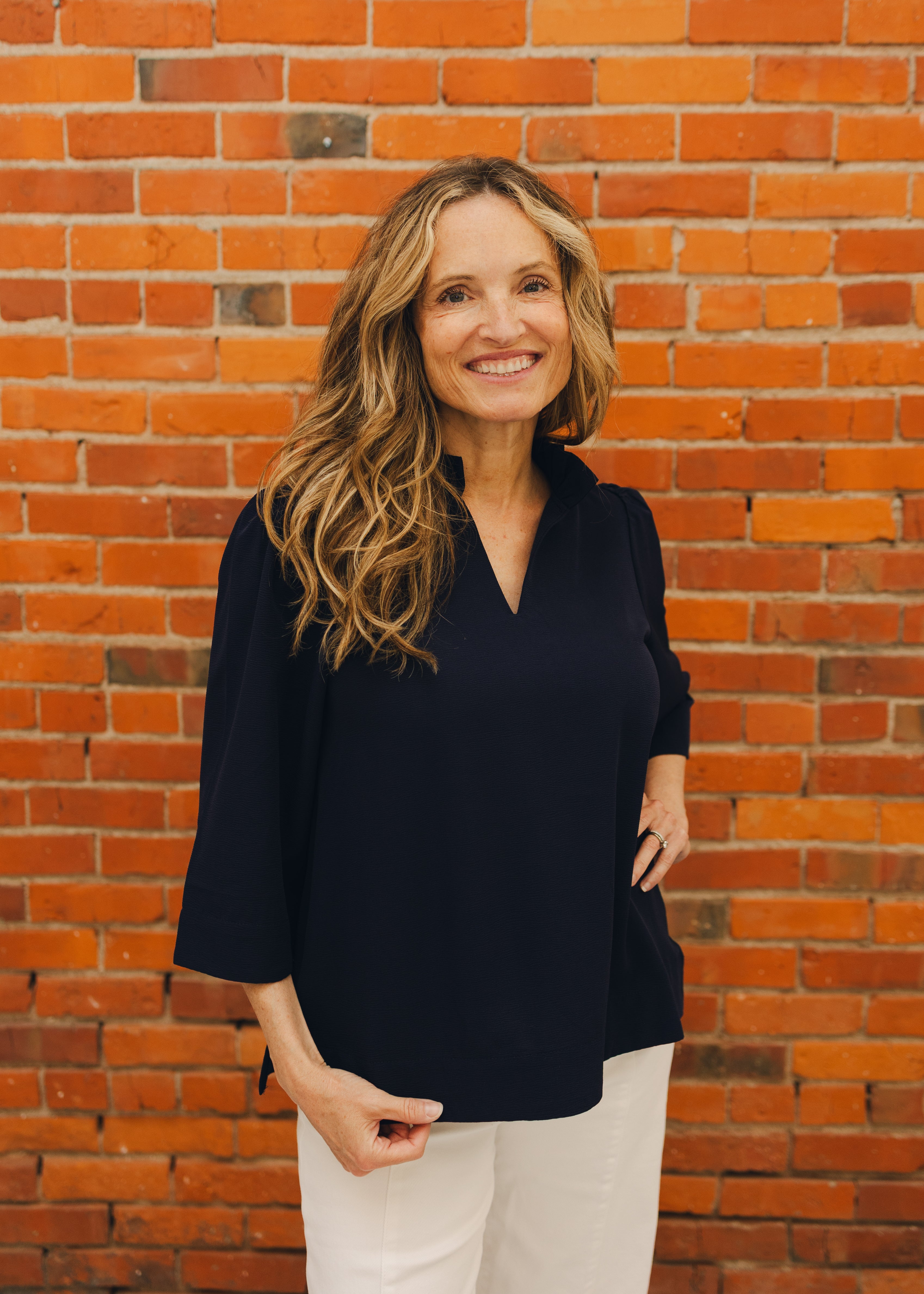 3/4 Sleeve Crinkled Top