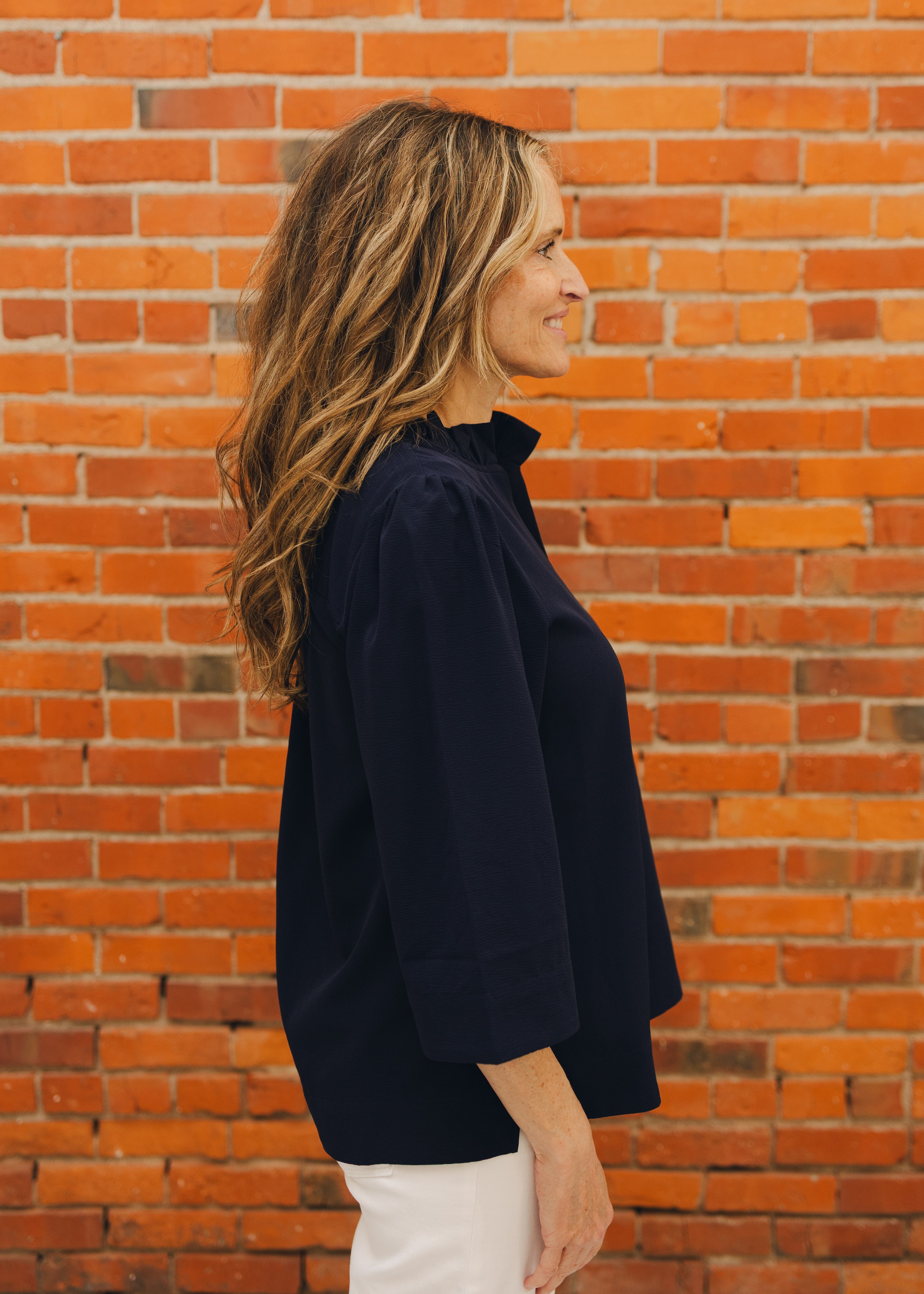 3/4 Sleeve Crinkled Top