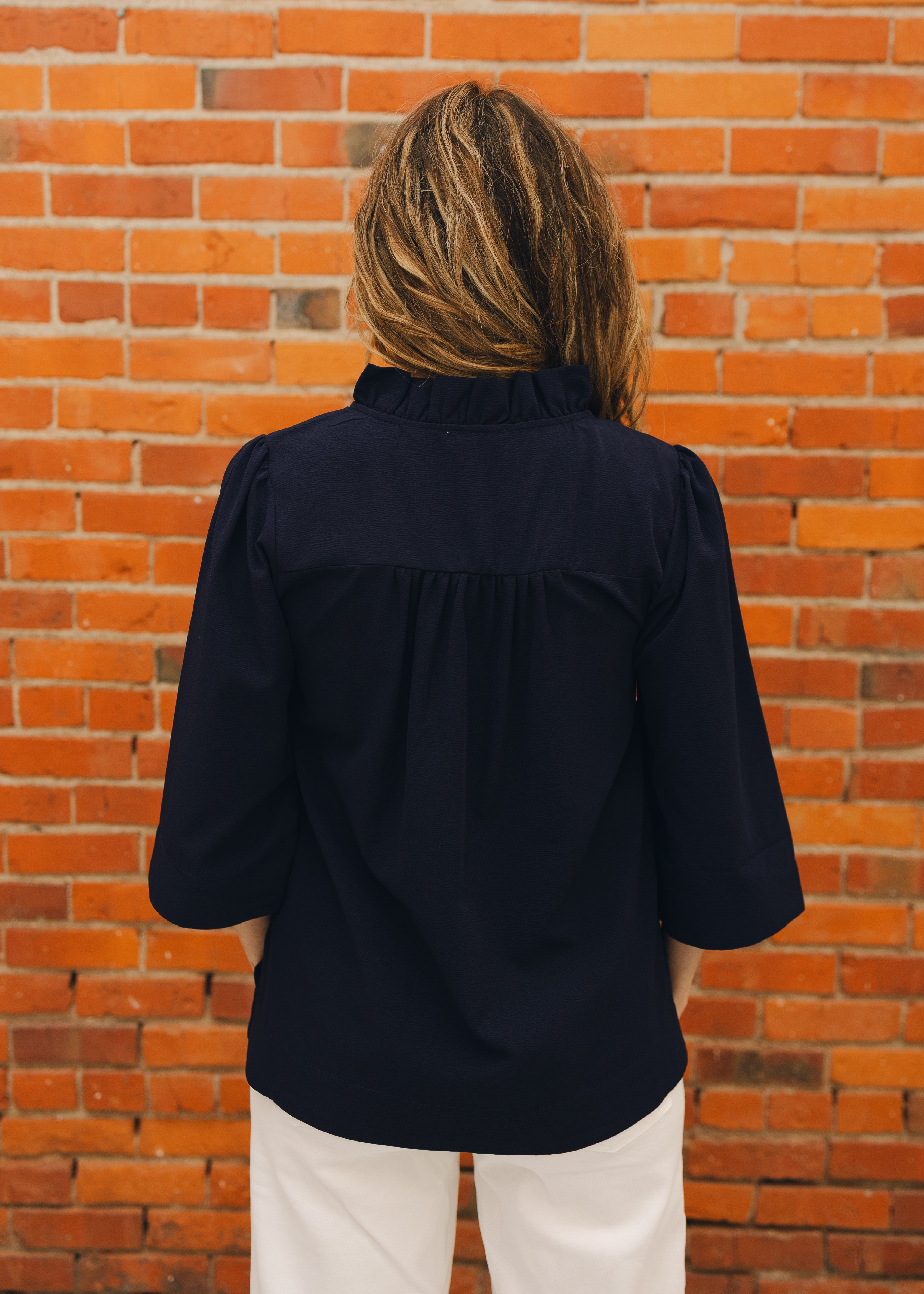 3/4 Sleeve Crinkled Top