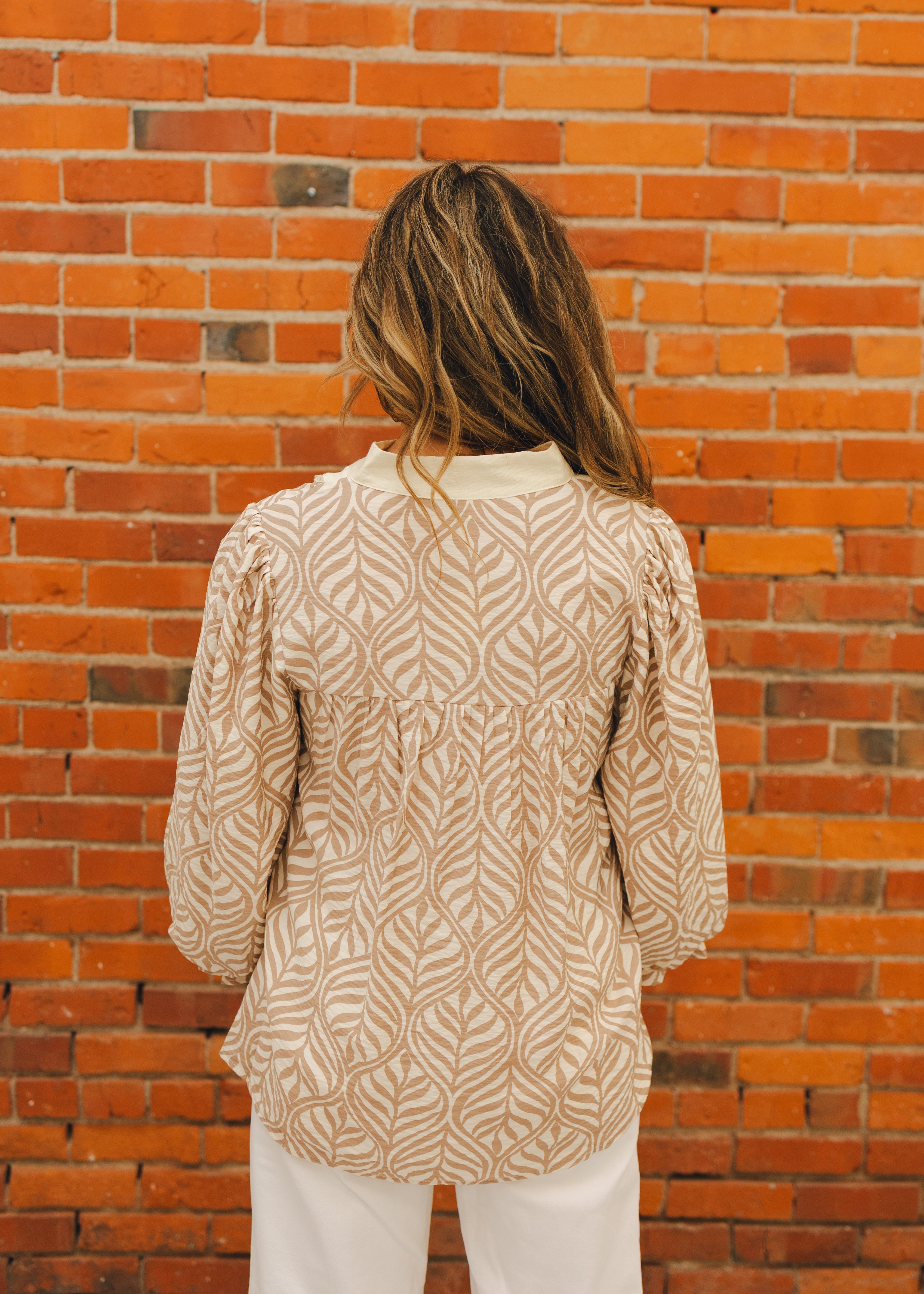 V-Neck Blouse W/ Ruffled Cuff