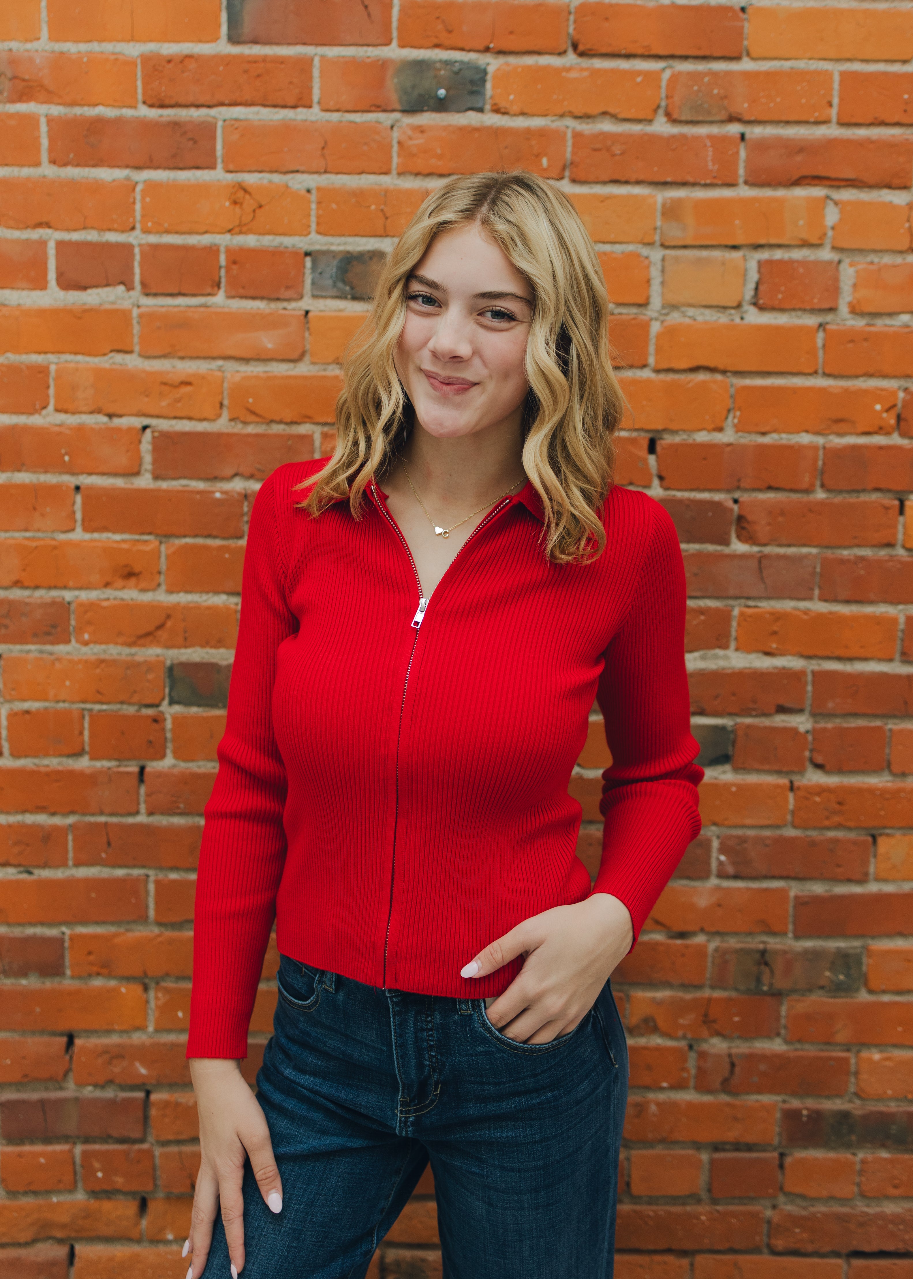 Apricot Zip Thru Cardigan