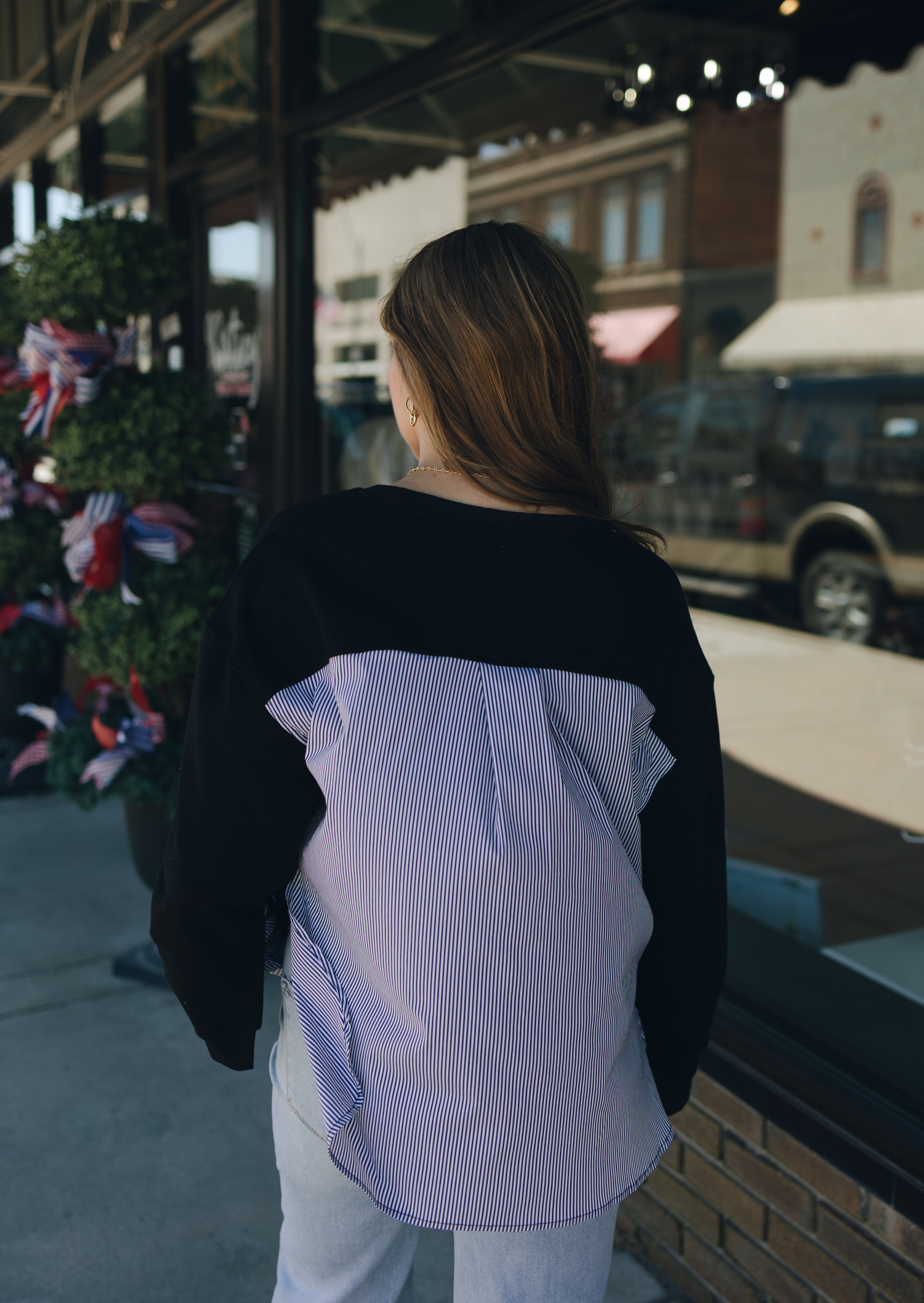 Long Sleeve Mixed Media Top