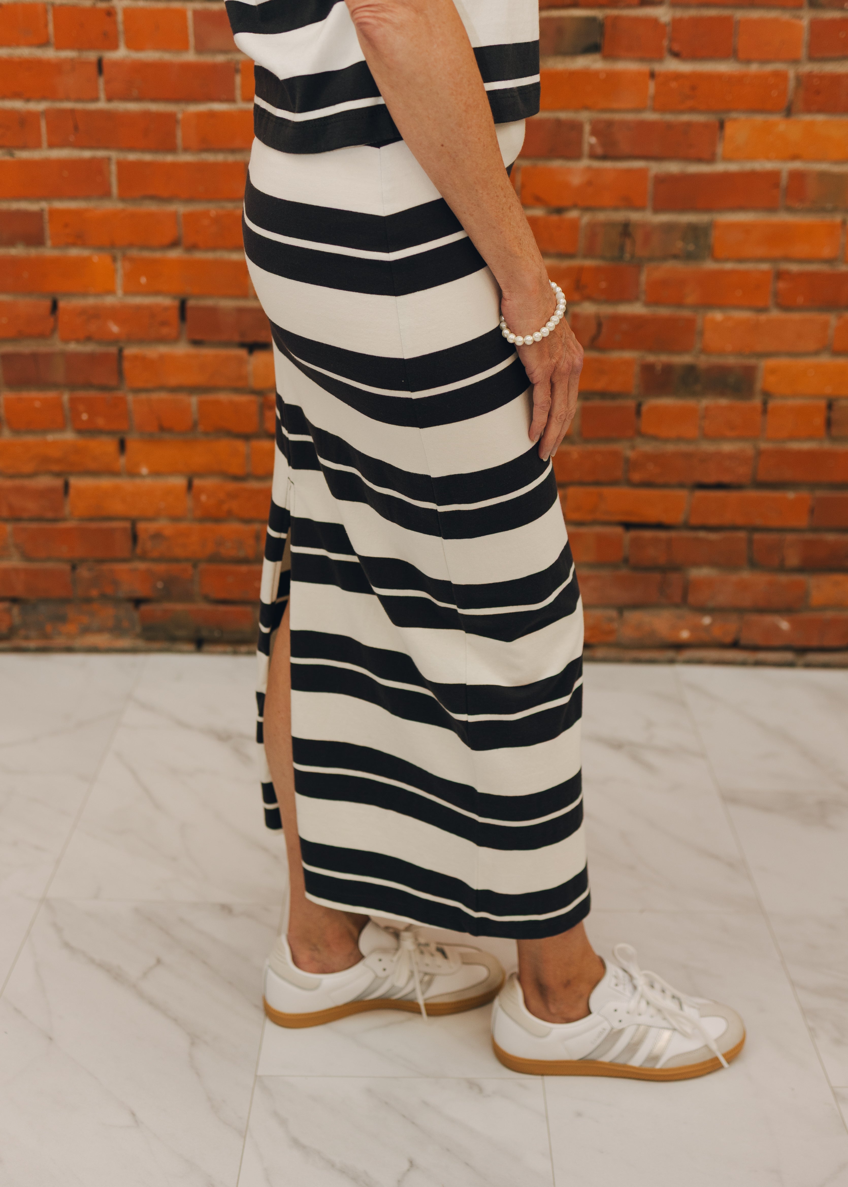 Z Supply Gail Striped Jersey Midi Skirt