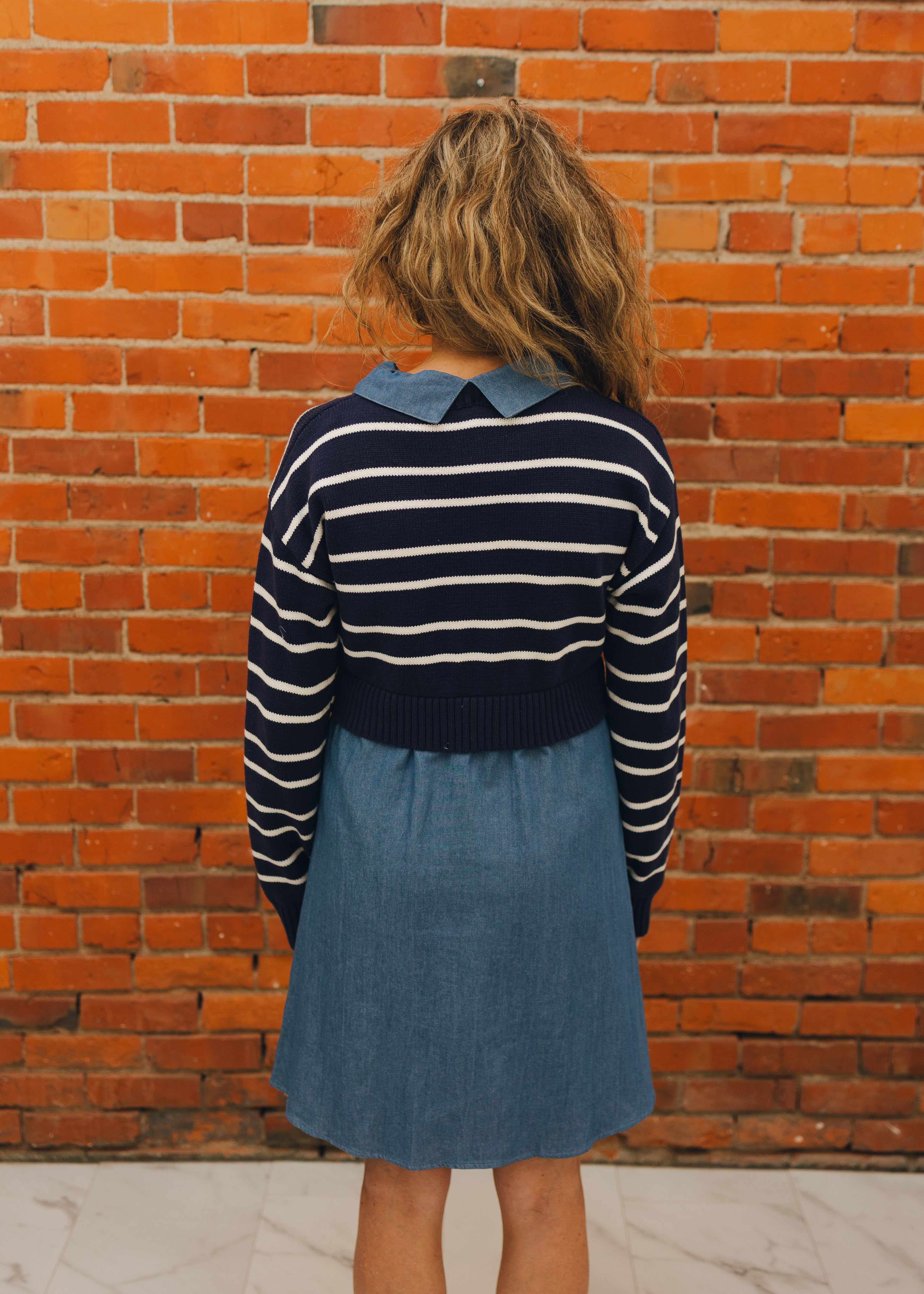 Denim Layer Sweater Mini Dress