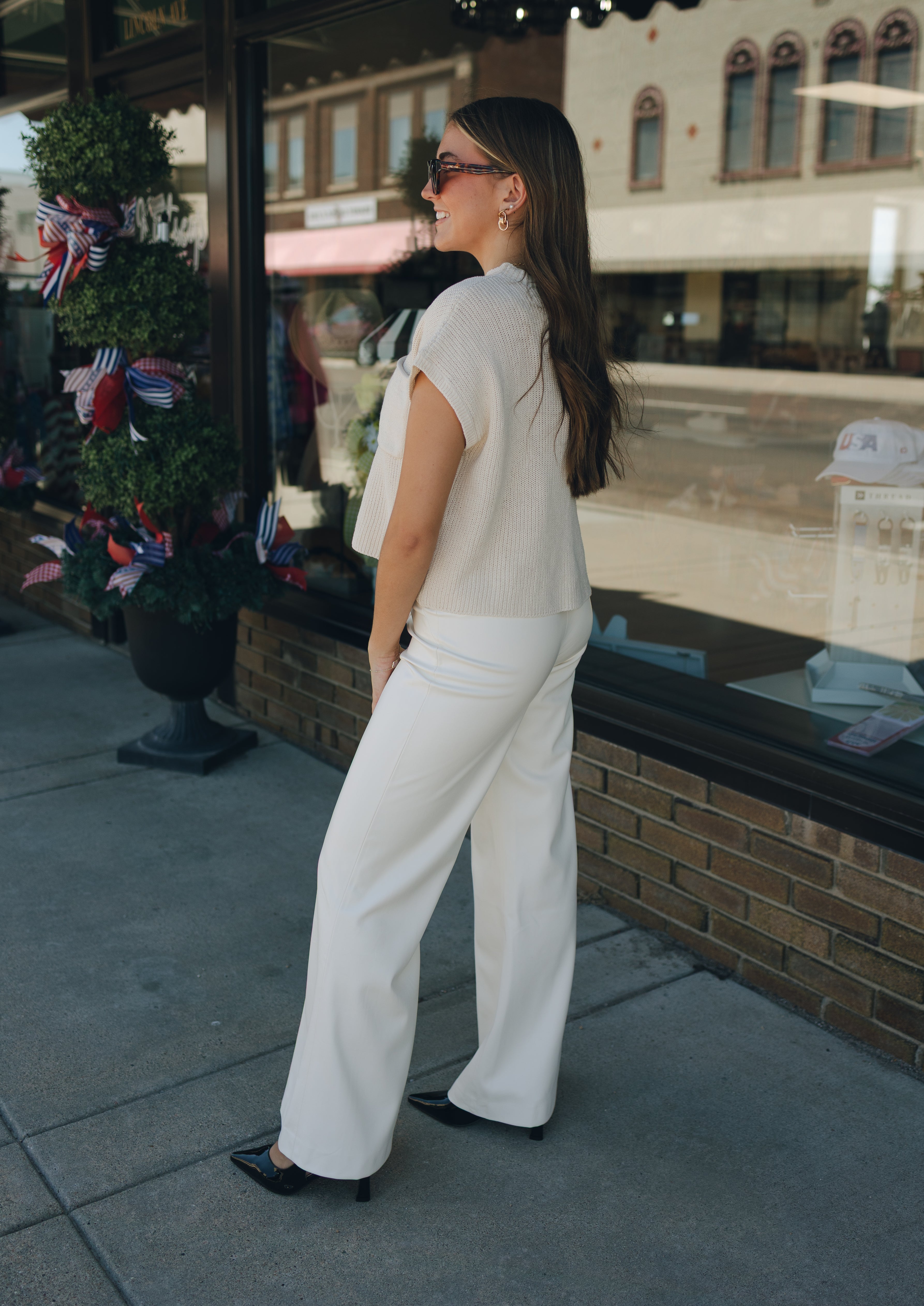 High Waist Flair Pants - White