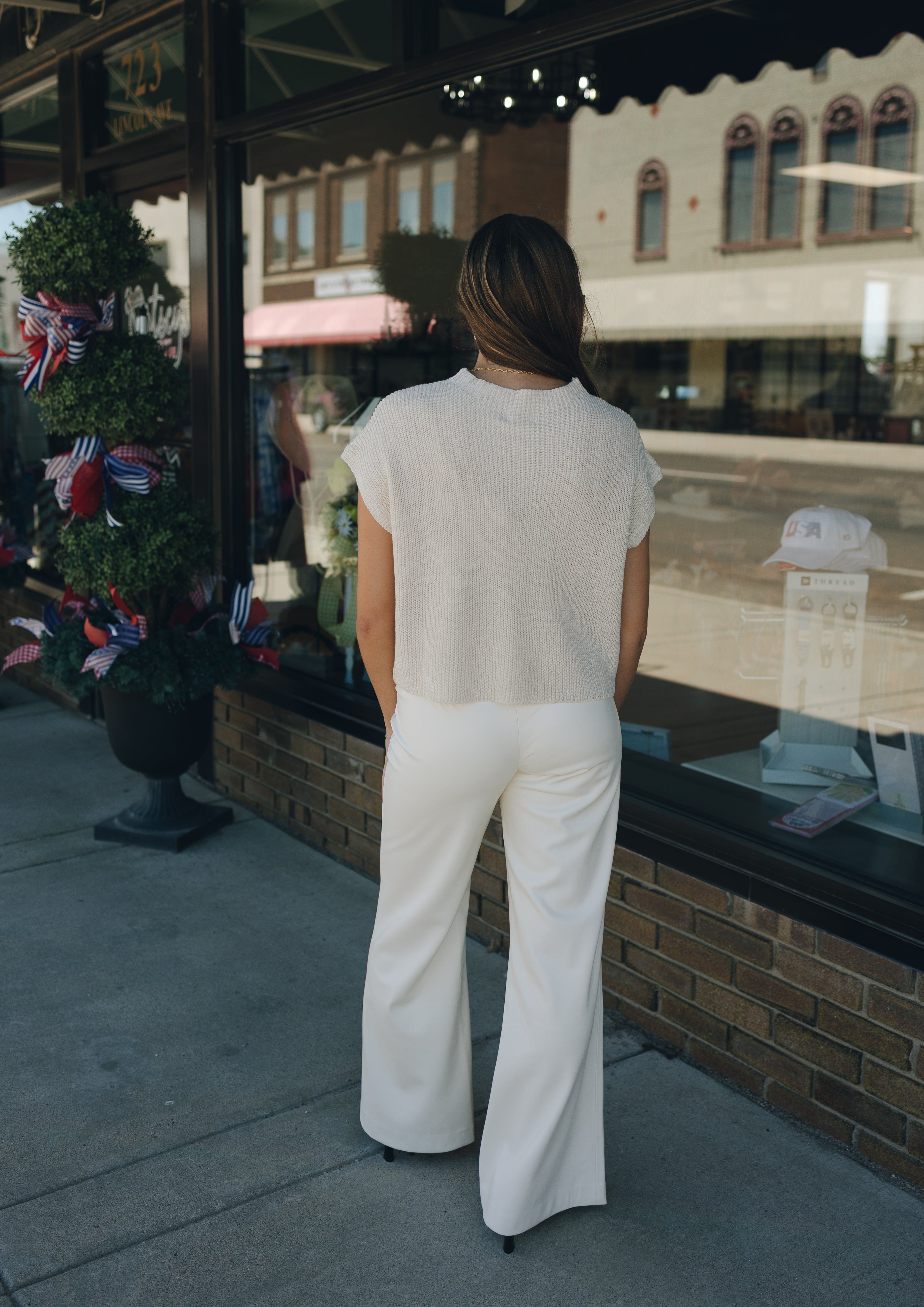 High Waist Flair Pants - White