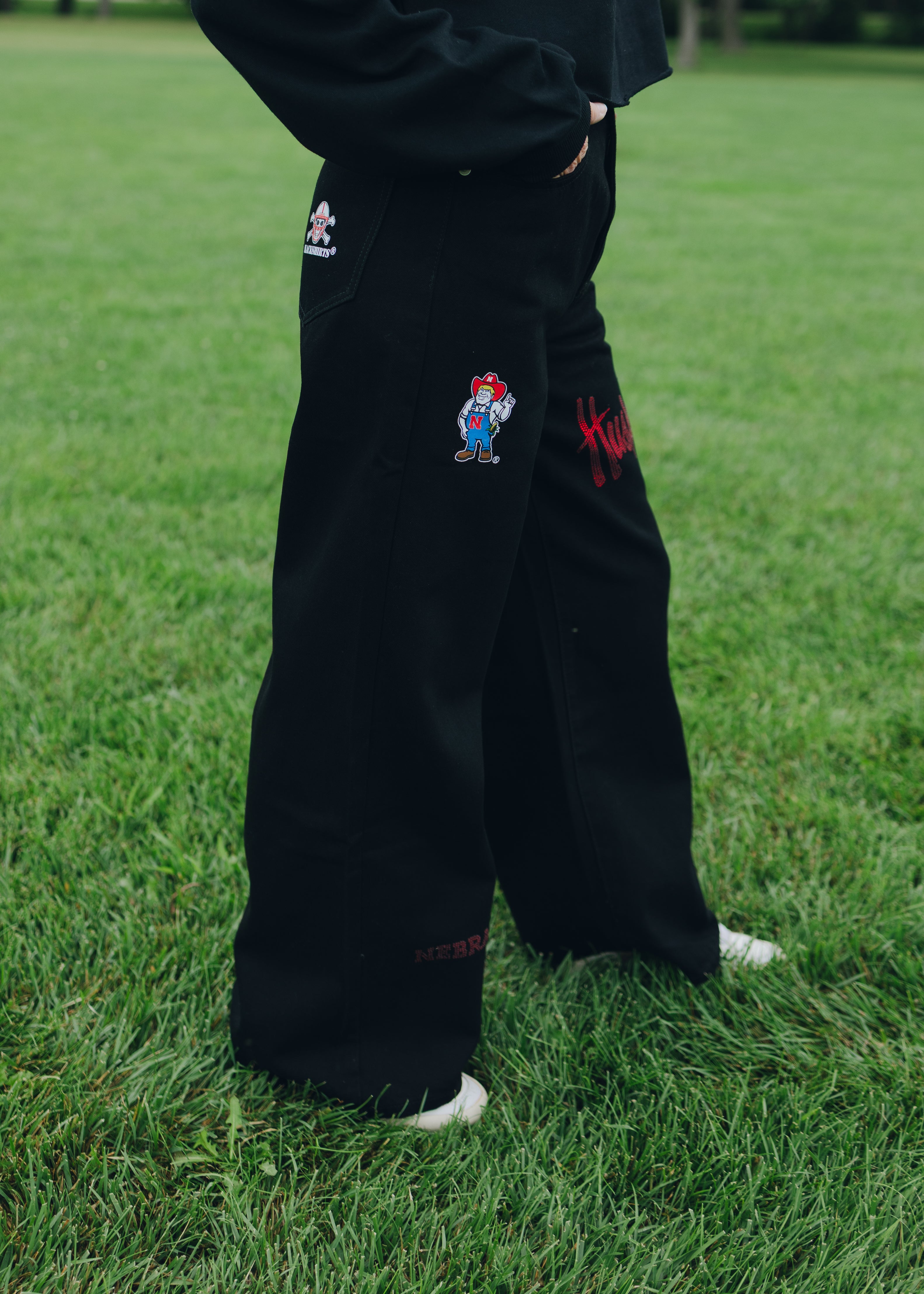 Nebraska Alpha Bling Wide Leg Jean
